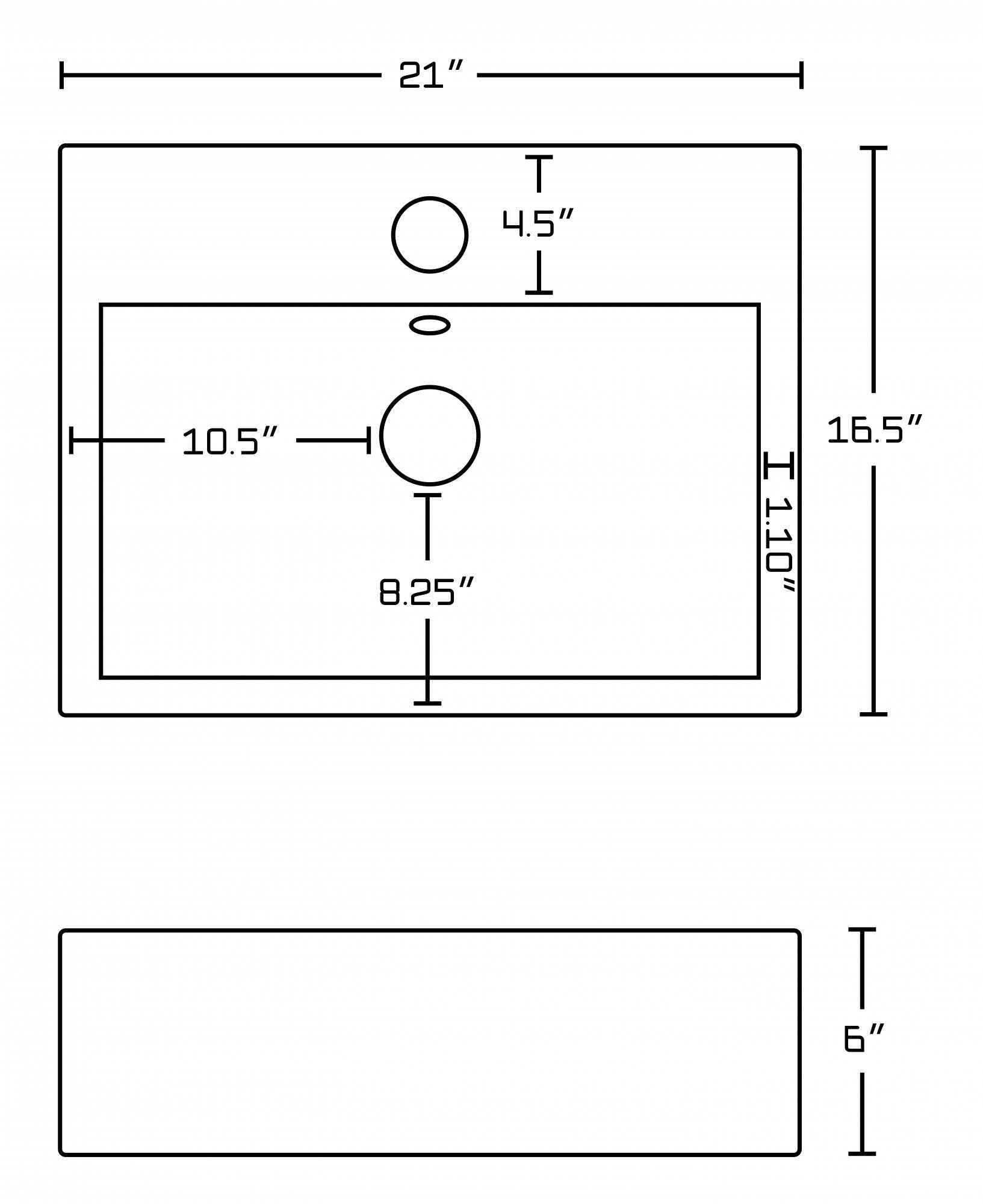 American Imaginations AI-133 21-in. W x 16.5-in. D Above Counter Rectangle Vessel In White Color For Single Hole Faucet