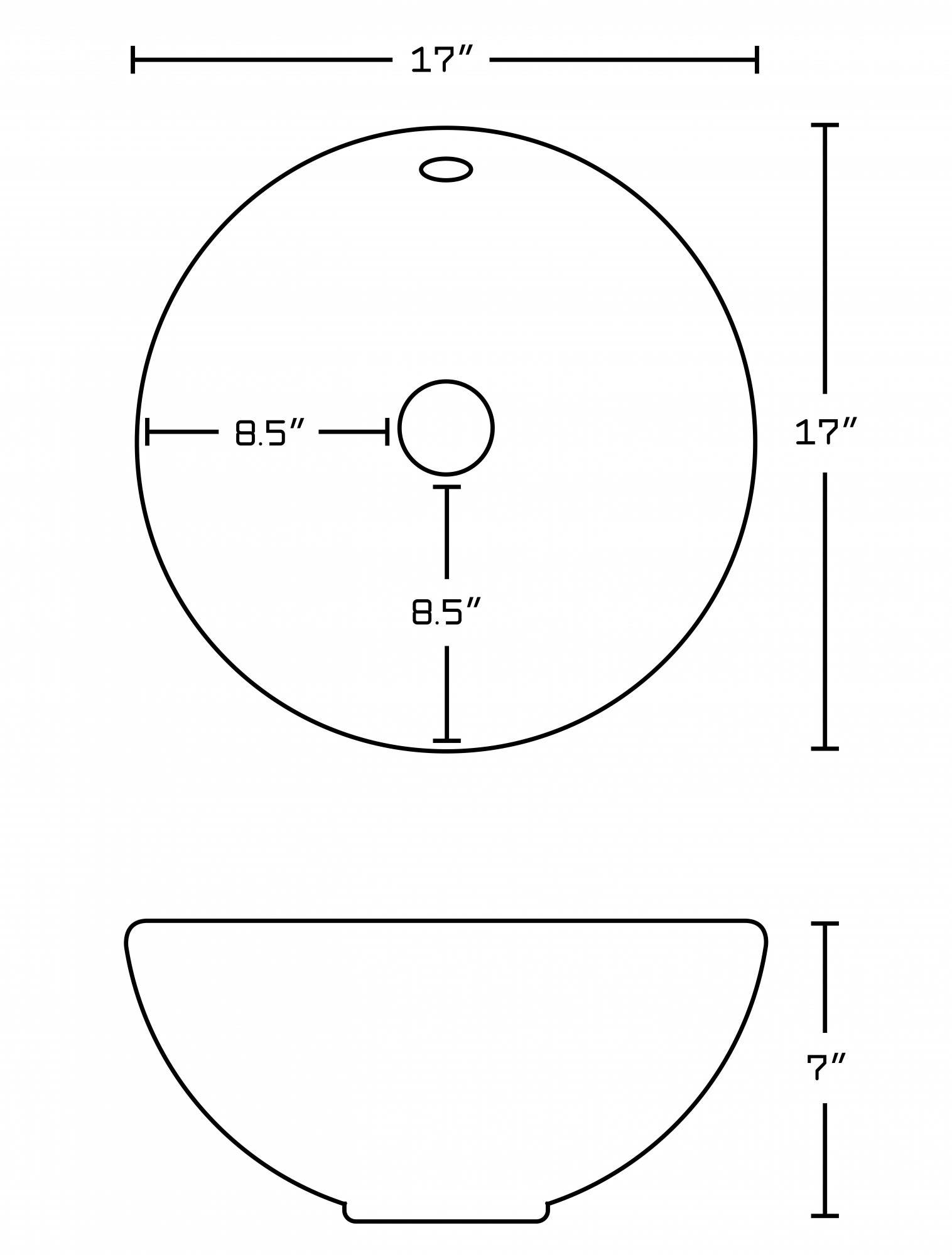 American Imaginations AI-134 17-in. W x 17-in. D Above Counter Round Vessel In White Color For Deck Mount Faucet