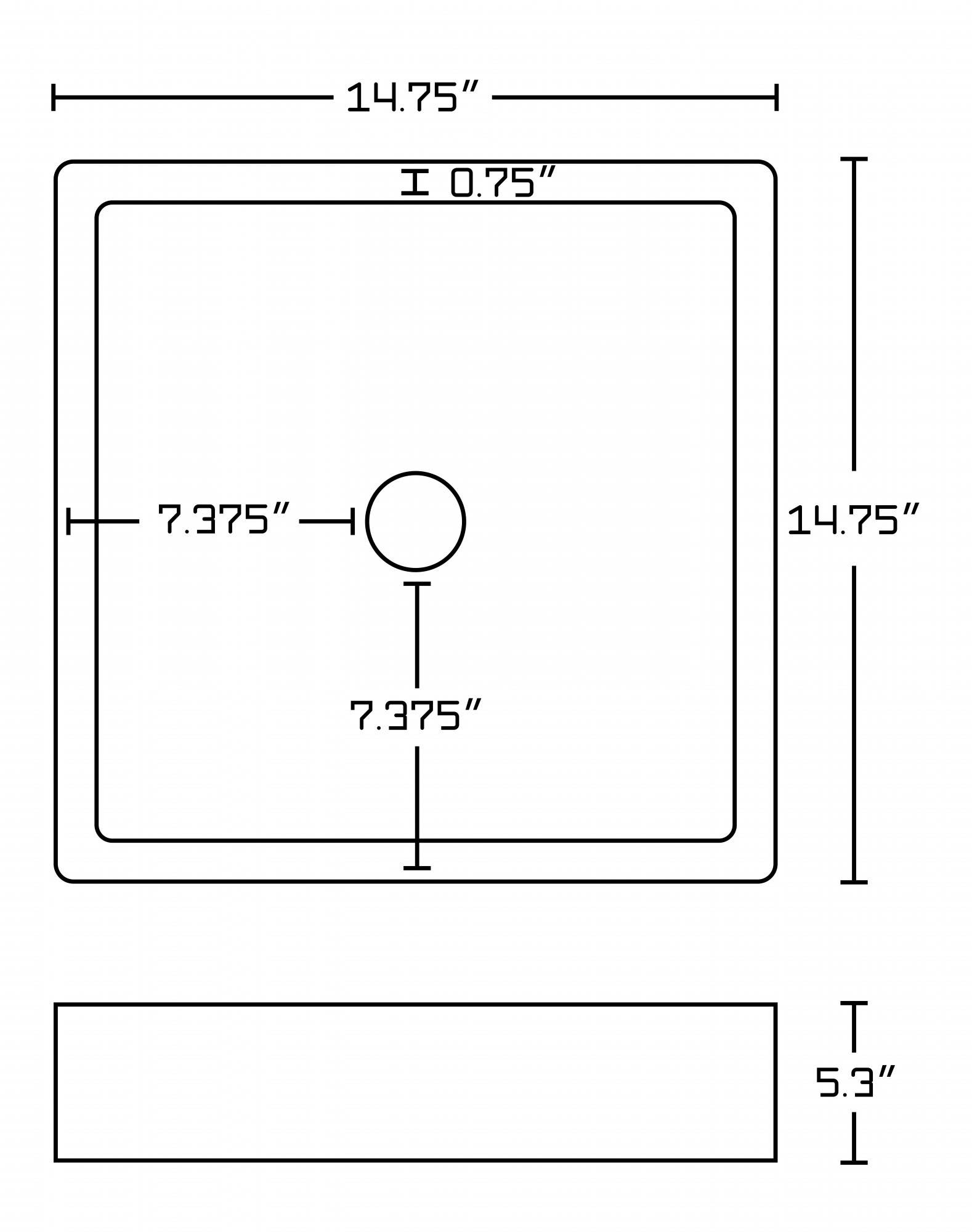 American Imaginations AI-150 14.75-in. W x 14.75-in. D Above Counter Square Vessel In White Color For Deck Mount Faucet