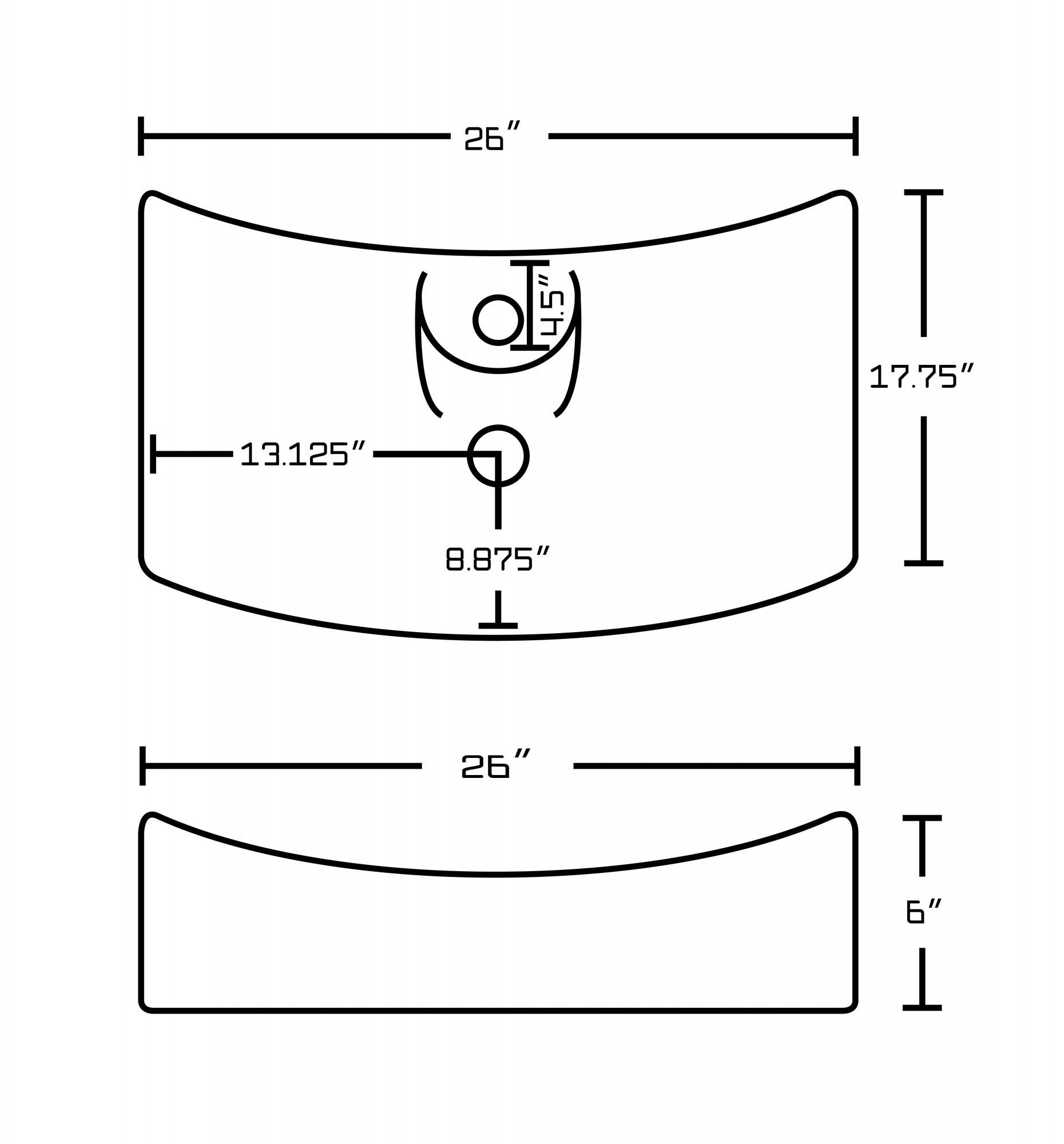 American Imaginations AI-226 26.25-in. W x 17.75-in. D Above Counter Rectangle Vessel In White Color For Single Hole Faucet