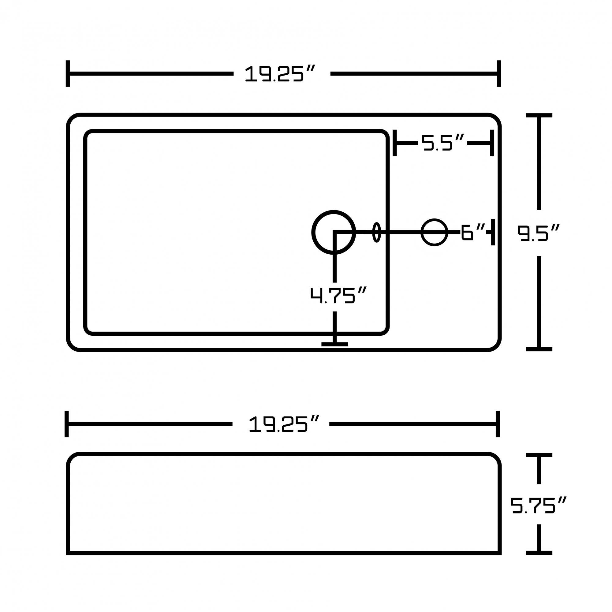 American Imaginations AI-582 19.25-in. W x 9.5-in. D Above Counter Rectangle Vessel In White Color For Single Hole Faucet