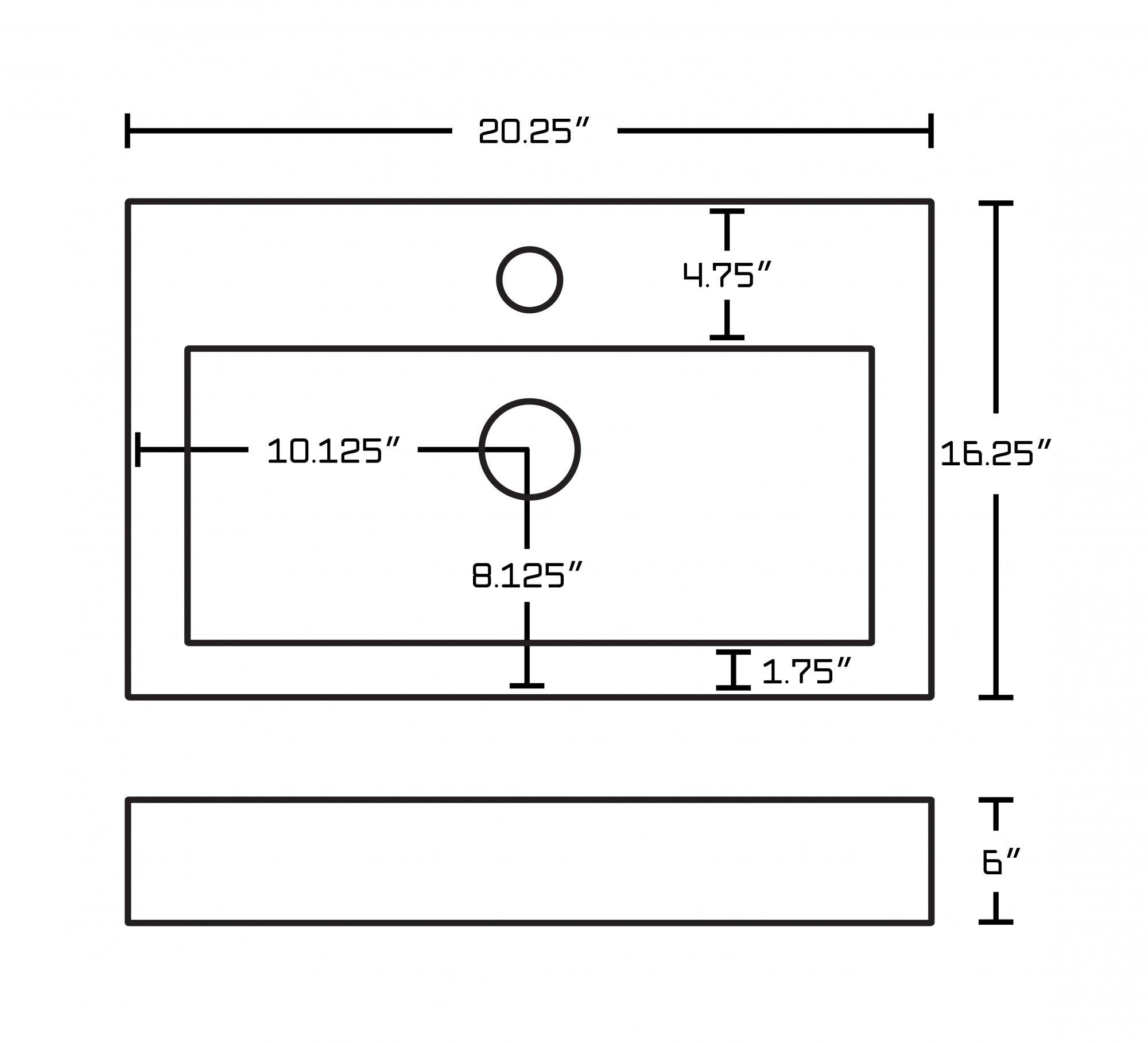 American Imaginations AI-592 20.25-in. W x 16.25-in. D Above Counter Rectangle Vessel In White Color For Single Hole Faucet