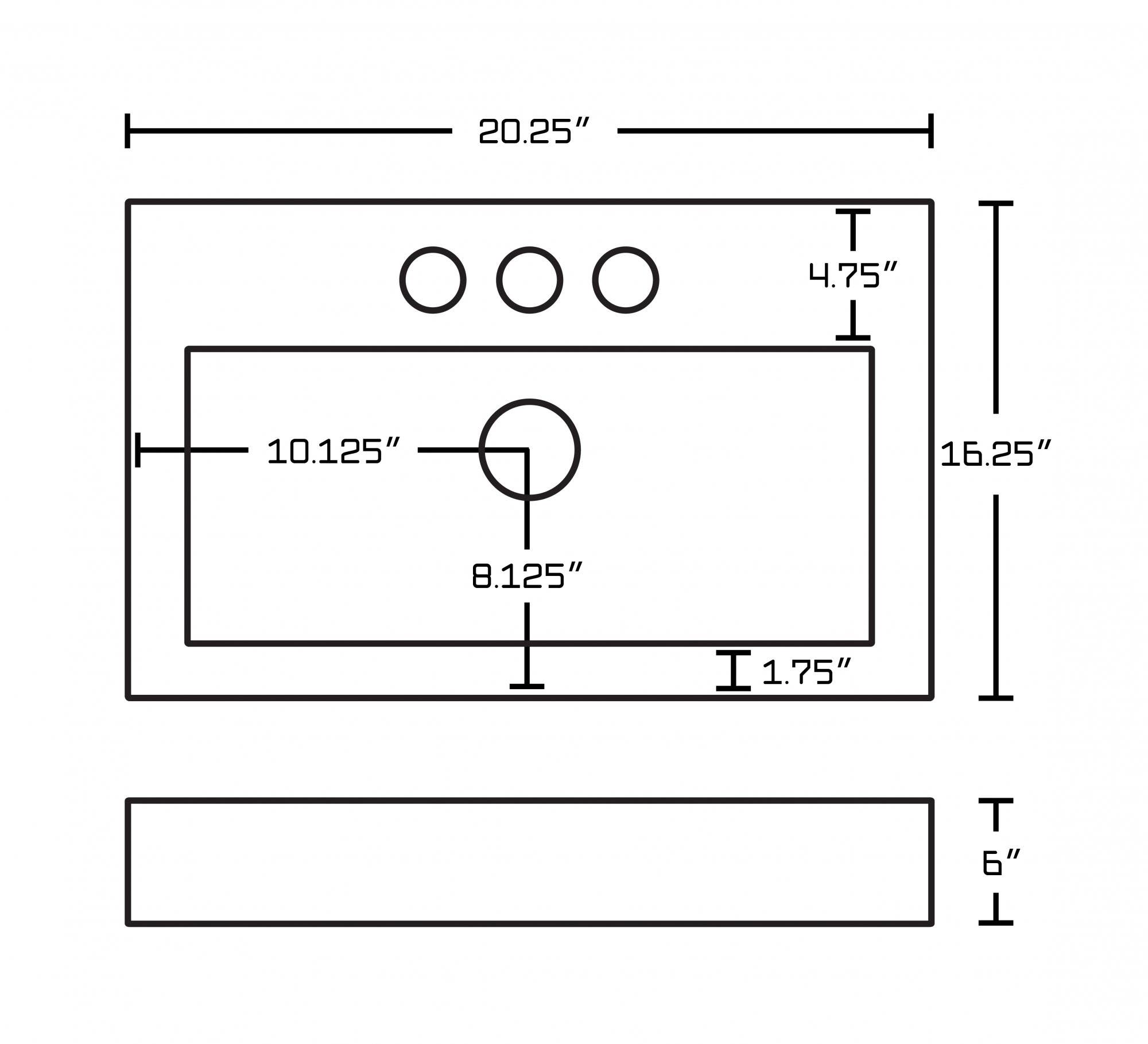American Imaginations AI-593 20.25-in. W x 16.25-in. D Above Counter Rectangle Vessel In White Color For 4-in. o.c. Faucet