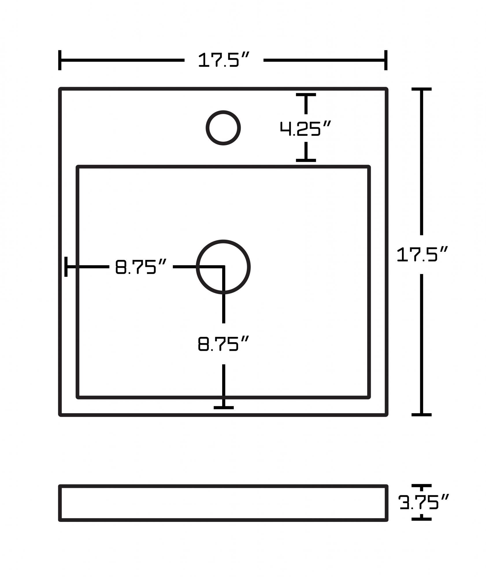 American Imaginations AI-595 17.5-in. W x 17.5-in. D Above Counter Square Vessel In White Color For Single Hole Faucet