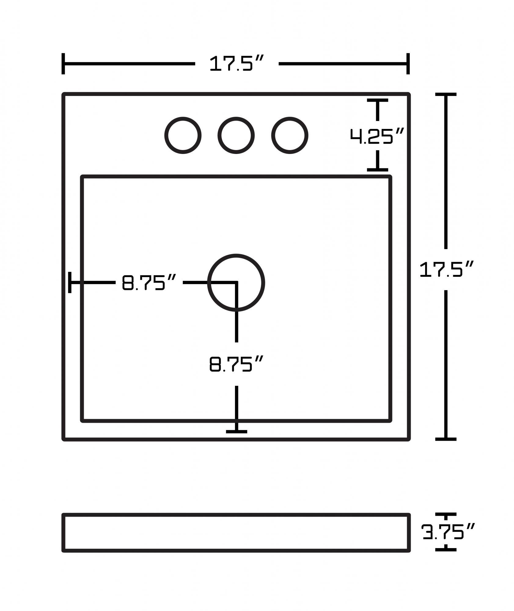 American Imaginations AI-596 17.5-in. W x 17.5-in. D Above Counter Square Vessel In White Color For 4-in. o.c. Faucet