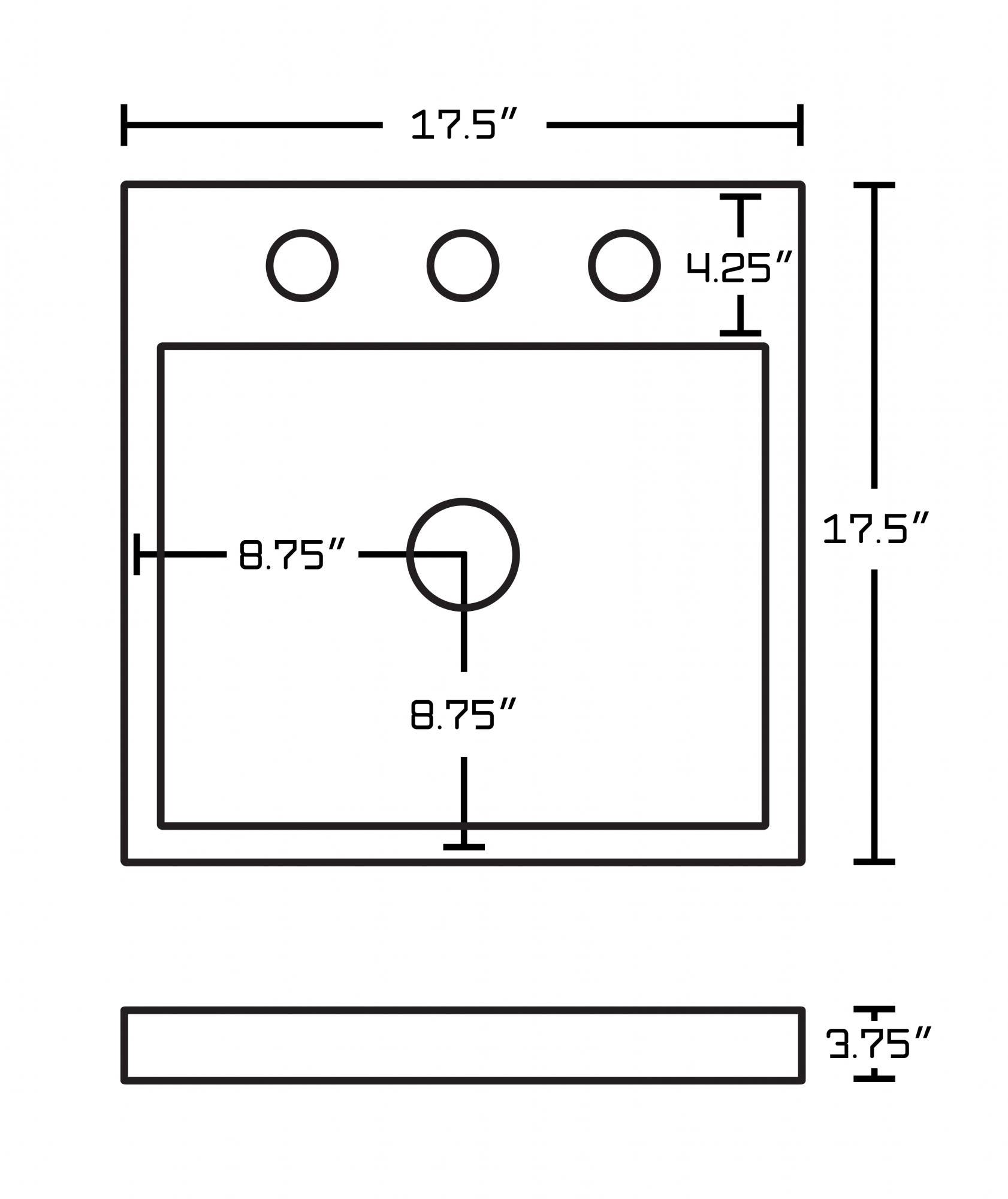 American Imaginations AI-597 17.5-in. W x 17.5-in. D Above Counter Square Vessel In White Color For 8-in. o.c. Faucet