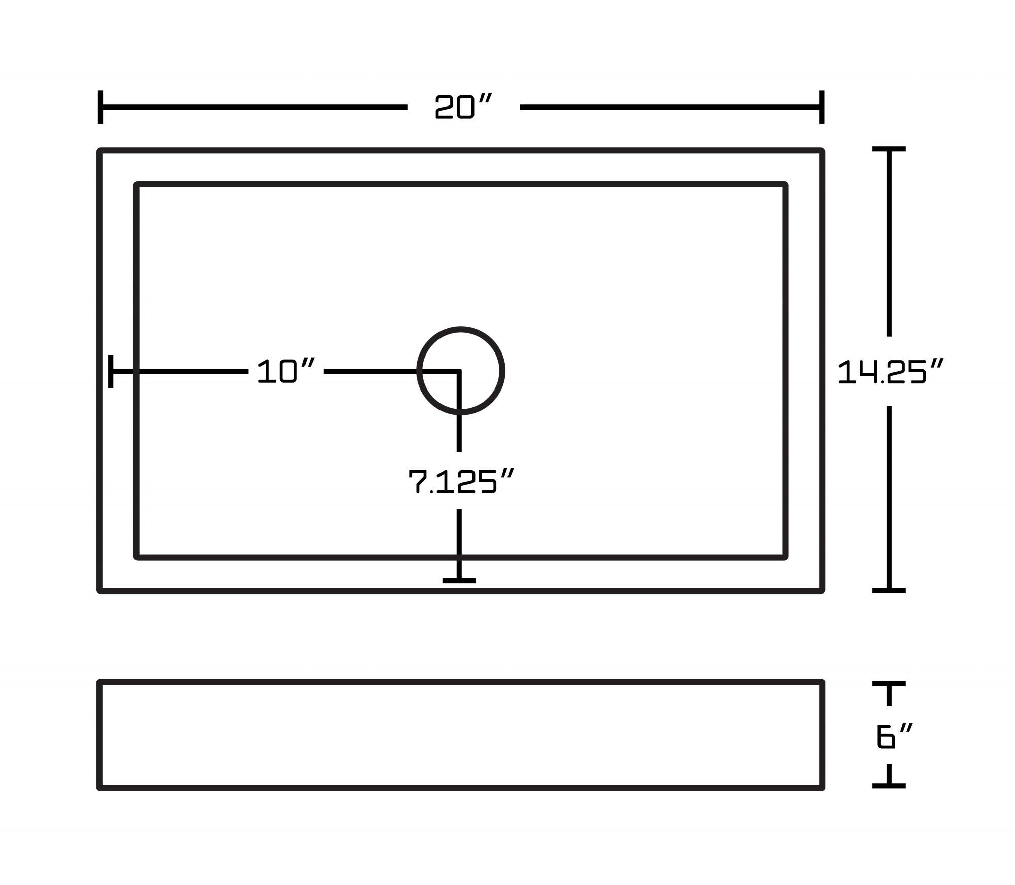 American Imaginations AI-1299 20-in. W x 14.25-in. D Above Counter Rectangle Vessel In White Color For Deck Mount Faucet