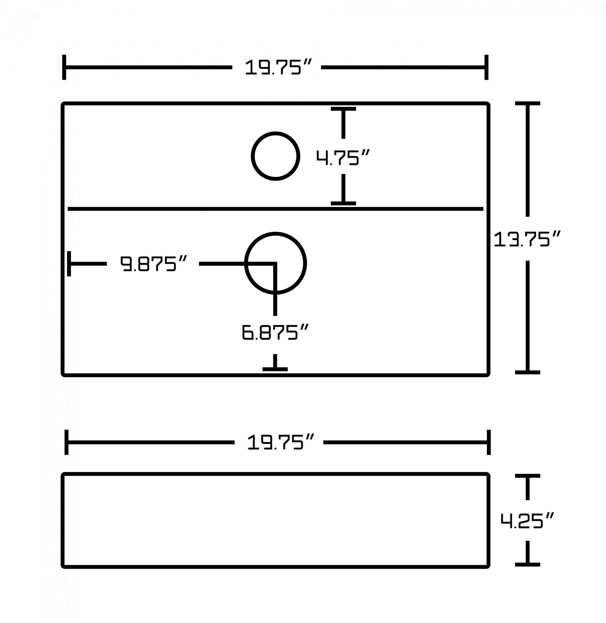 American Imaginations AI-1328 19.75-in. W x 13.75-in. D Above Counter Rectangle Vessel In White Color For Single Hole Faucet