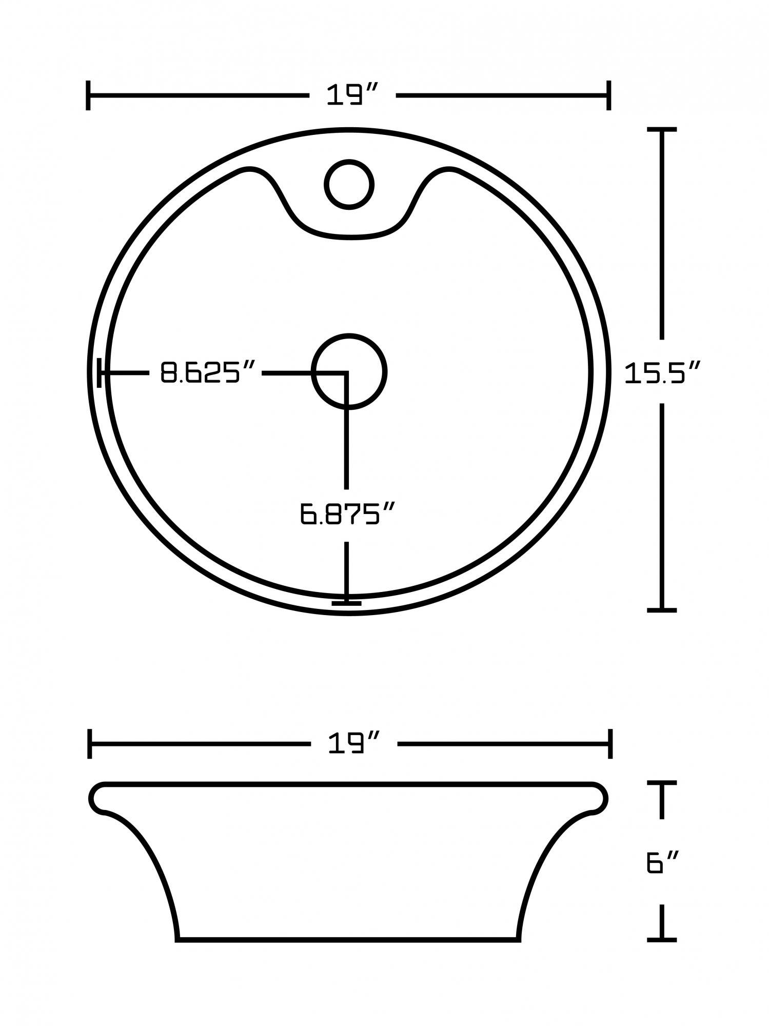 American Imaginations AI-11017 19-in. W x 15.5-in. D Above Counter Round Vessel In White Color For Single Hole Faucet