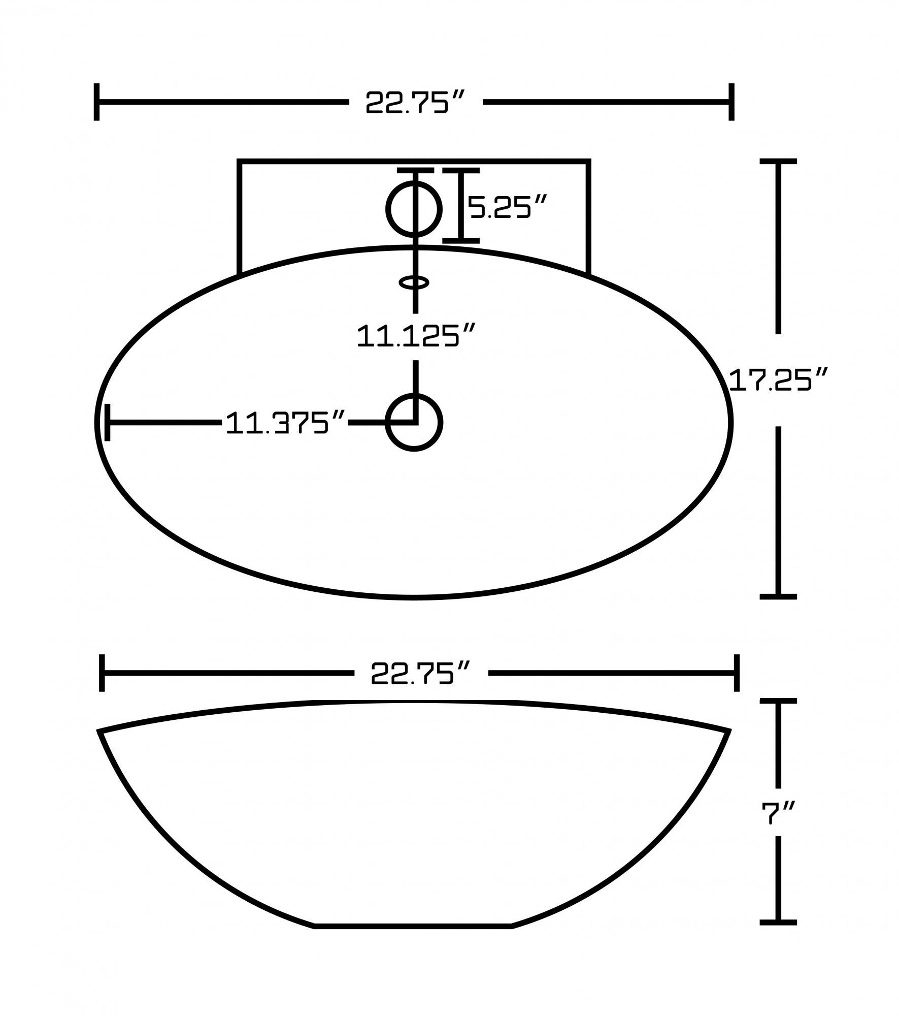 American Imaginations AI-11018 22.75-in. W x 17.25-in. D Above Counter Oval Vessel In White Color For Single Hole Faucet