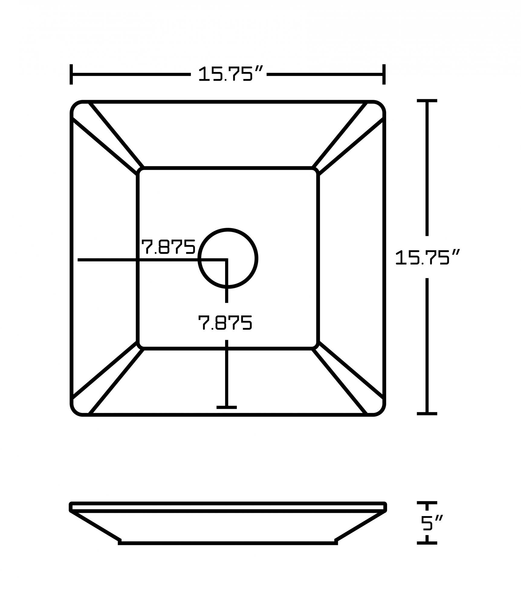 American Imaginations AI-11021 15.75-in. W x 15.75-in. D Above Counter Square Vessel In White Color For Deck Mount Faucet