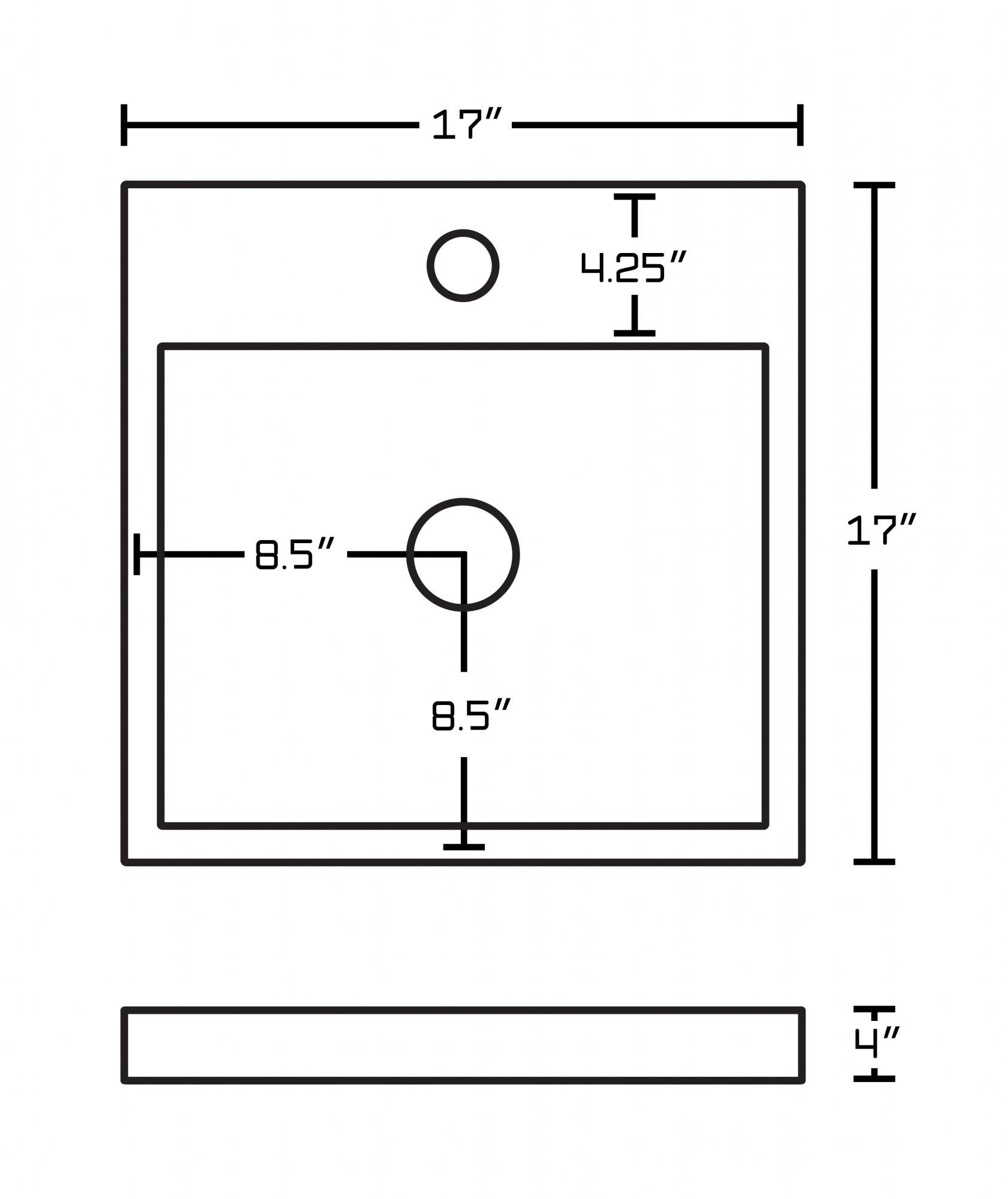 American Imaginations AI-11029 17-in. W x 17-in. D Above Counter Square Vessel In White Color For Single Hole Faucet