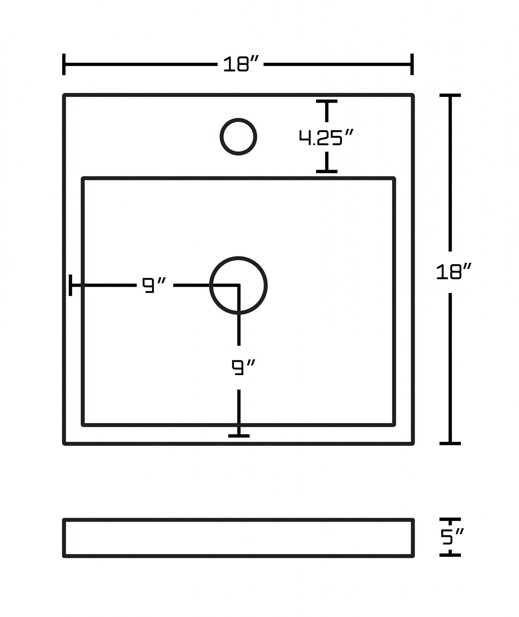 American Imaginations AI-11030 18-in. W x 18-in. D Above Counter Square Vessel In White Color For Single Hole Faucet