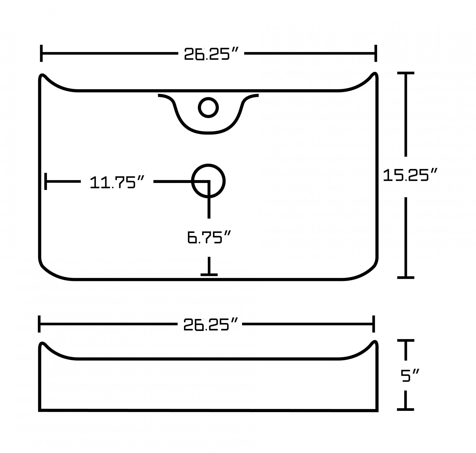 American Imaginations AI-11033 25.25-in. W x 15.25-in. D Above Counter Rectangle Vessel In White Color For Single Hole Faucet