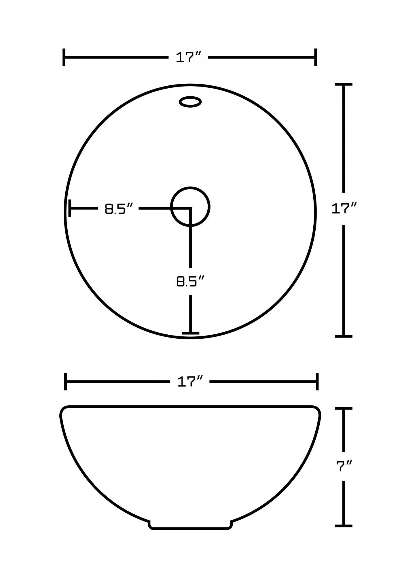 American Imaginations AI-14014 17-in. W x 17-in. D Above Counter Round Vessel In White Color For Wall Mount Faucet