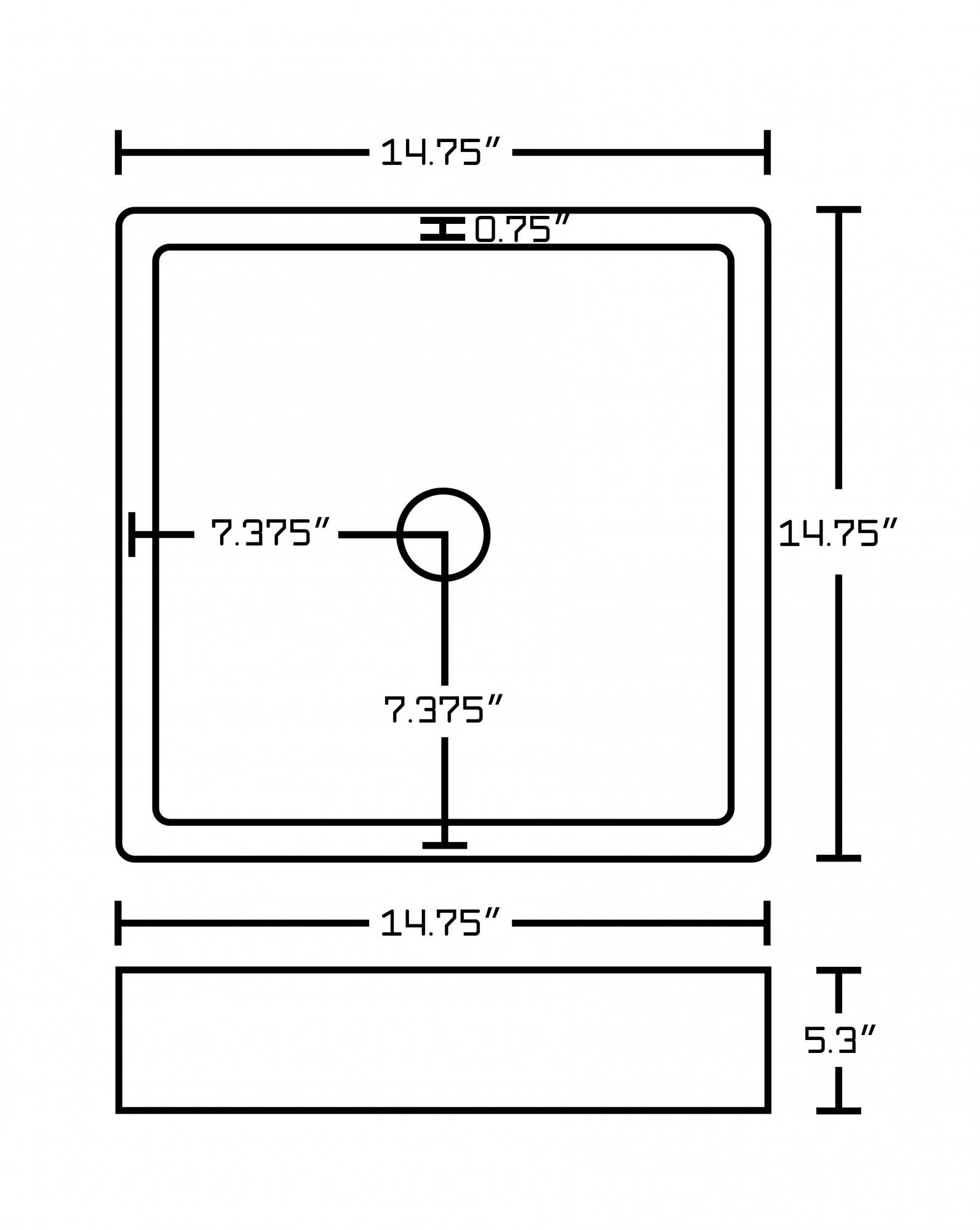 American Imaginations AI-14016 14.75-in. W x 14.75-in. D Above Counter Square Vessel In White Color For Wall Mount Faucet