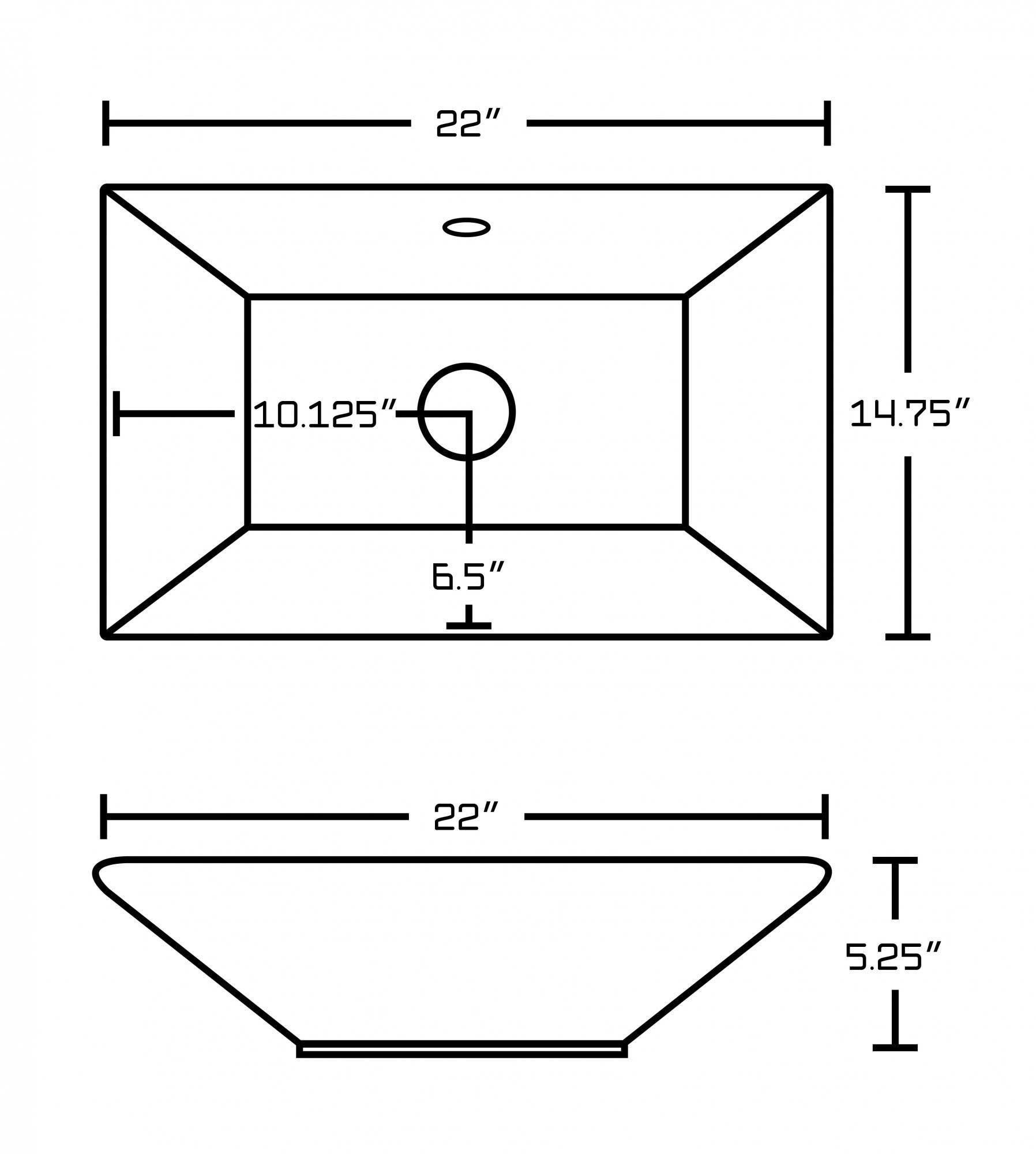 American Imaginations AI-14025 22-in. W x 14.75-in. D Above Counter Rectangle Vessel In White Color For Wall Mount Faucet