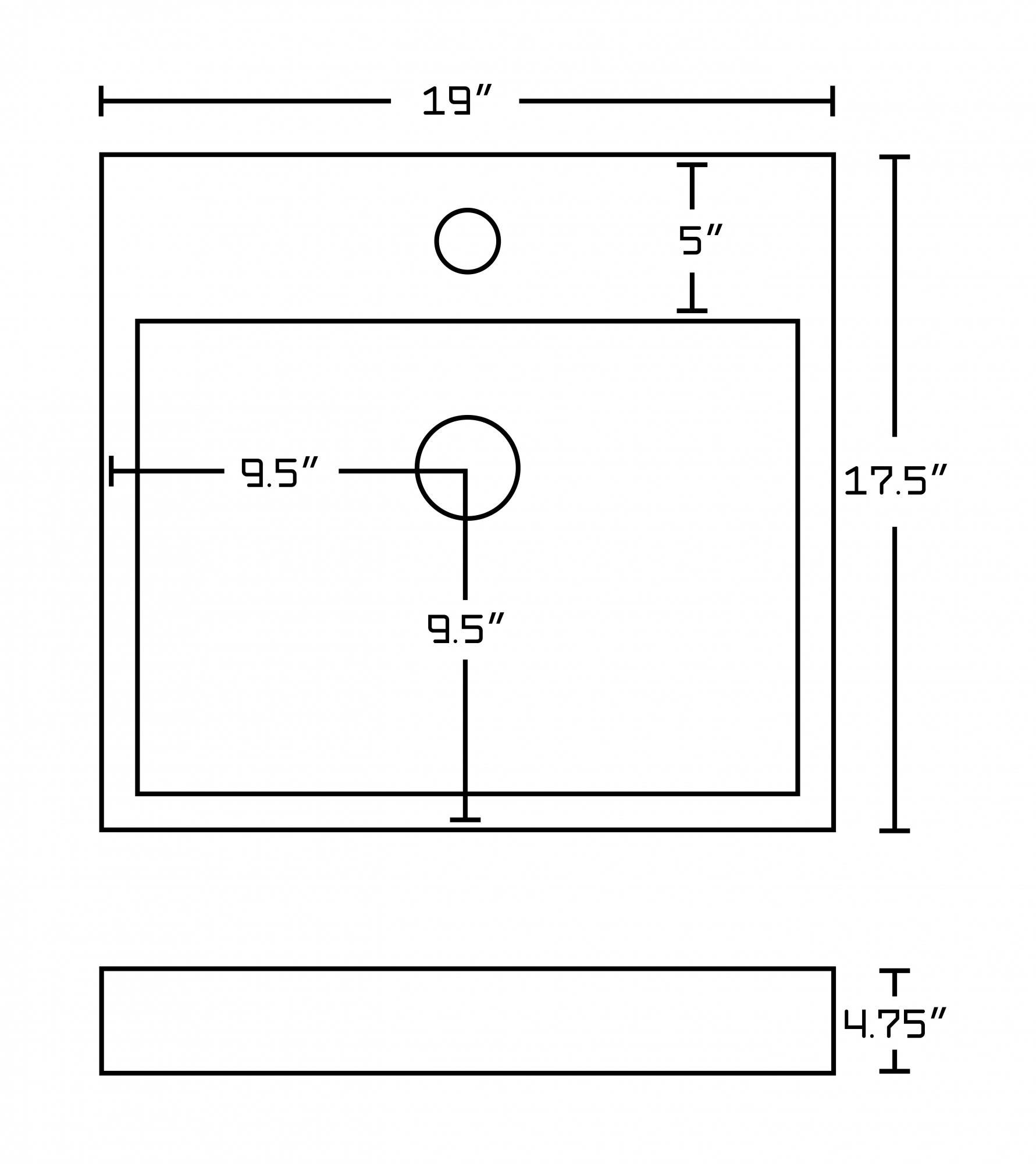 American Imaginations AI-18083 19-in. W x 17.5-in. D Above Counter Rectangle Vessel In White Color For Single Hole Faucet