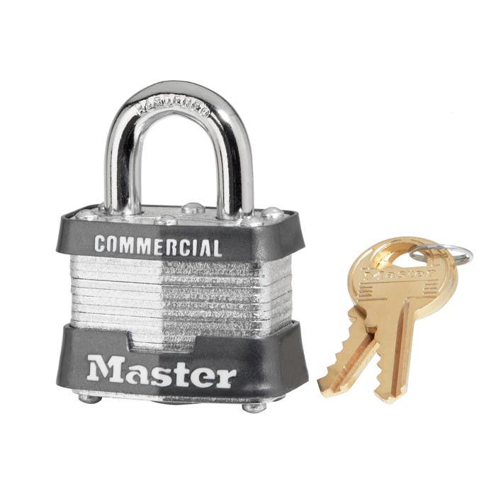 Master Lock 3 Laminated Steel Safety Padlock (40mm) w/ Colored Bumper