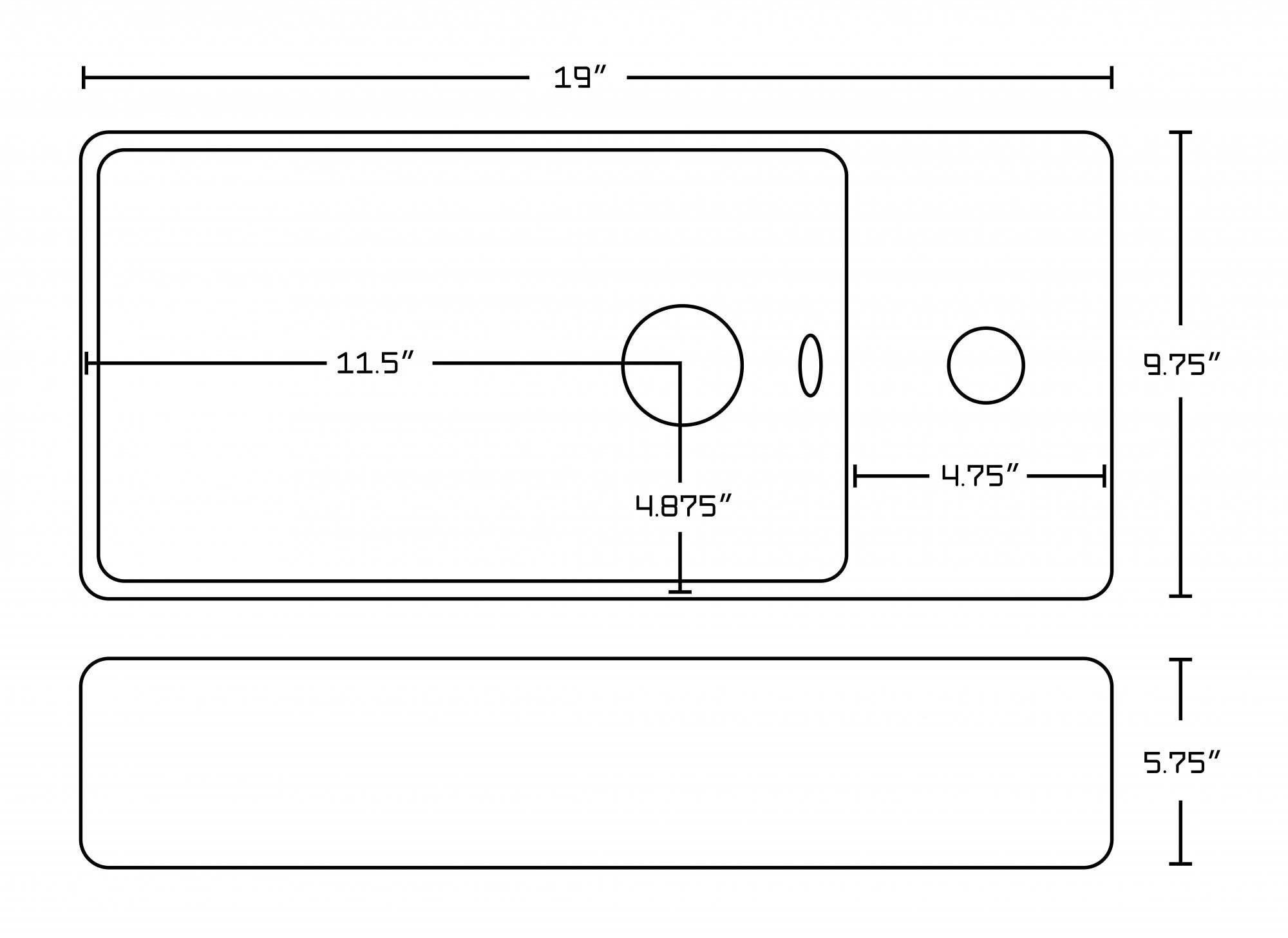 American Imaginations AI-18039 Rectangle Vessel Set In White Color With Single Hole CUPC Faucet