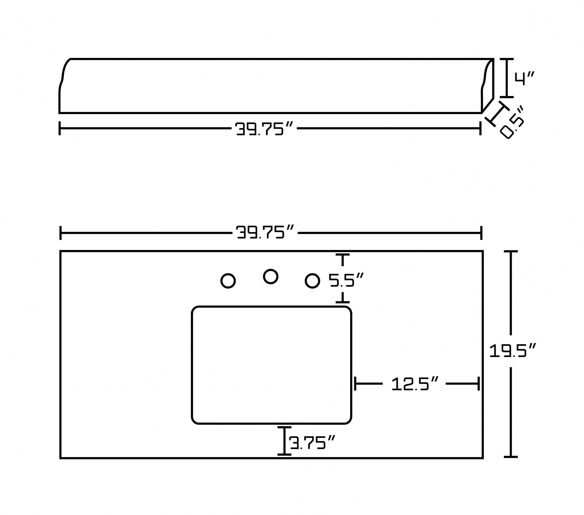 American Imaginations AI-307 39.75-in. W x 19.5-in. D Marble Top In Bianca Carara Color For 8-in. o.c. Faucet
