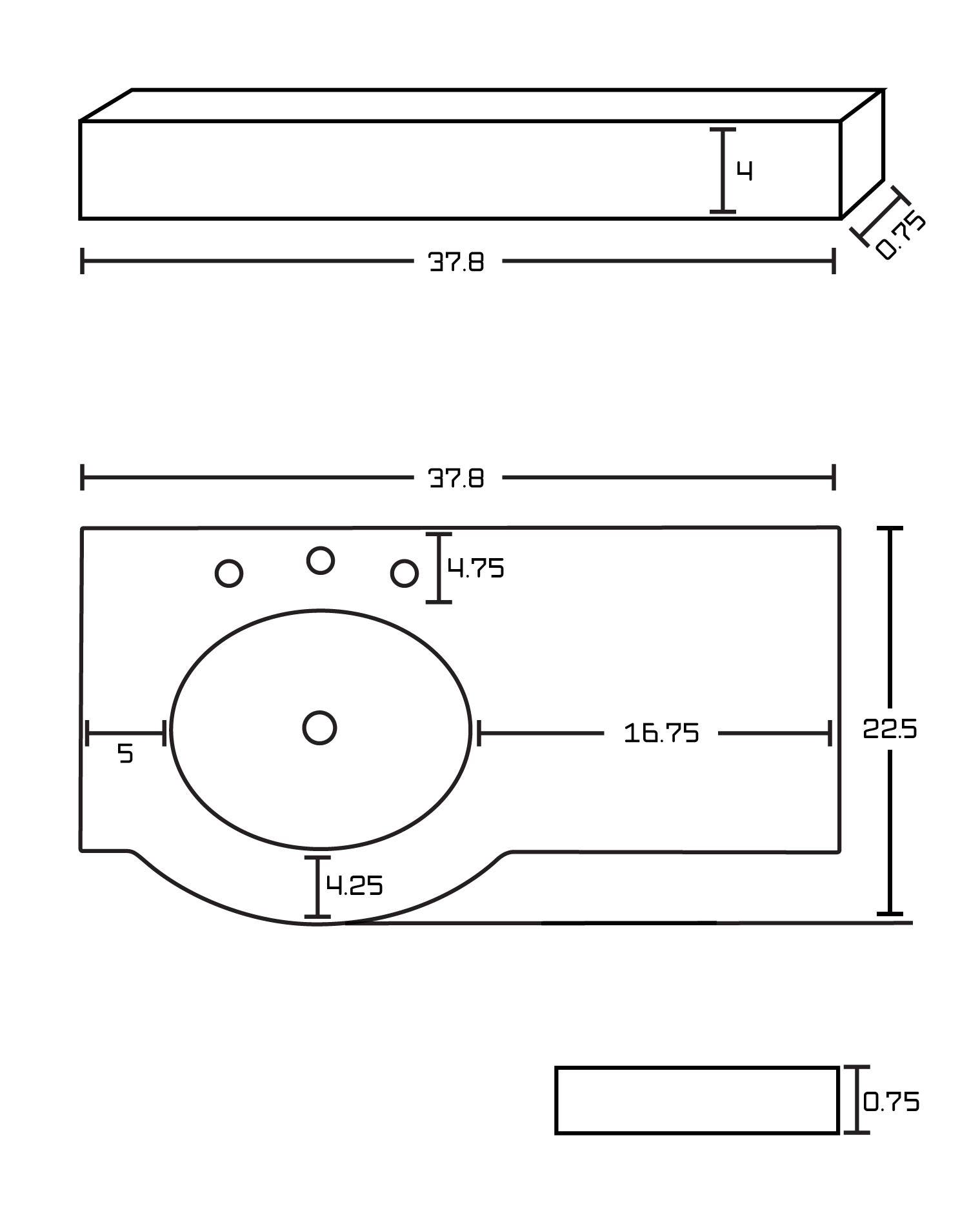 American Imaginations AI-353 37.8-in. W x 22.5-in. D Marble Top In Beige Color For 8-in. o.c. Faucet