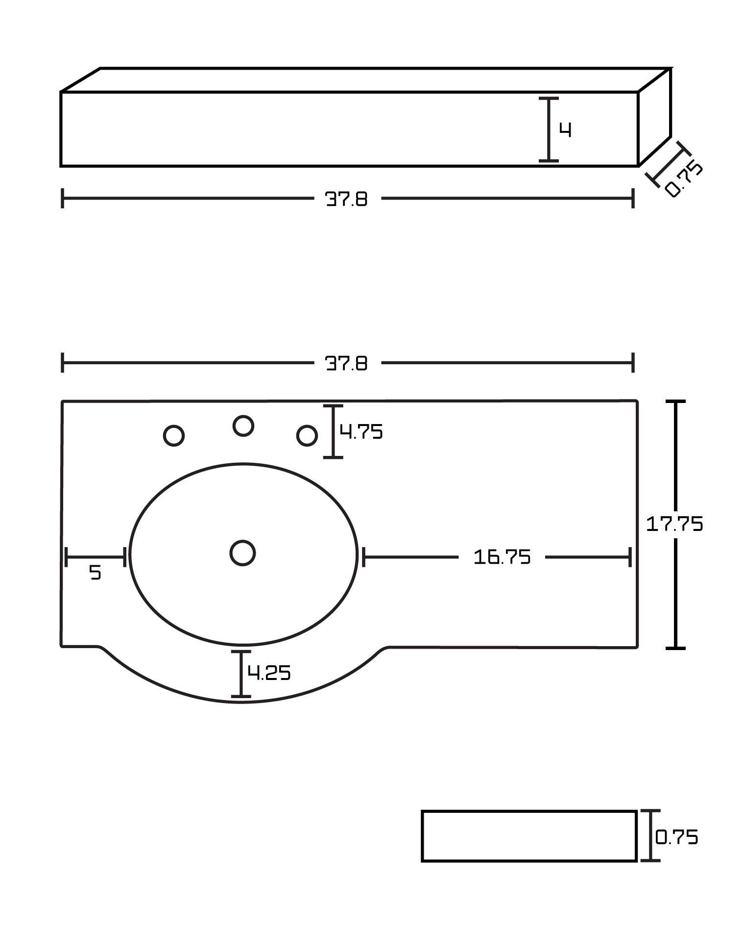 American Imaginations AI-358 37.8-in. W x 22.5-in. D Marble Top In Bianca Carara Color For 8-in. o.c. Faucet