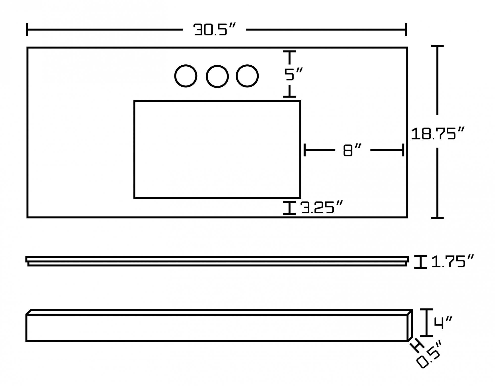 American Imaginations AI-675 30.5-in. W x 18.75-in. D Marble Top In Bianca Carara Color For 4-in. o.c. Faucet