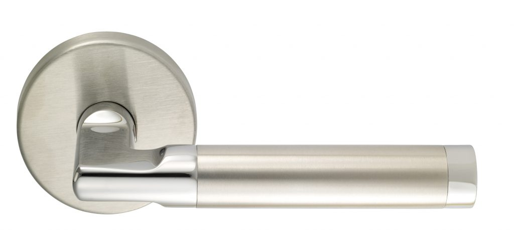 Omnia 14 Interior Modern Lever Latchset, Finish - Satin Stainless Steel