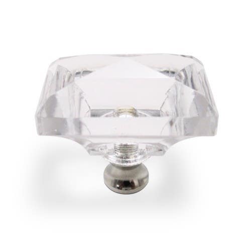 Cal Crystal M997 Crystal Cabinet Knob w/ Solid Brass Base, Rectangle, 1-1/2"