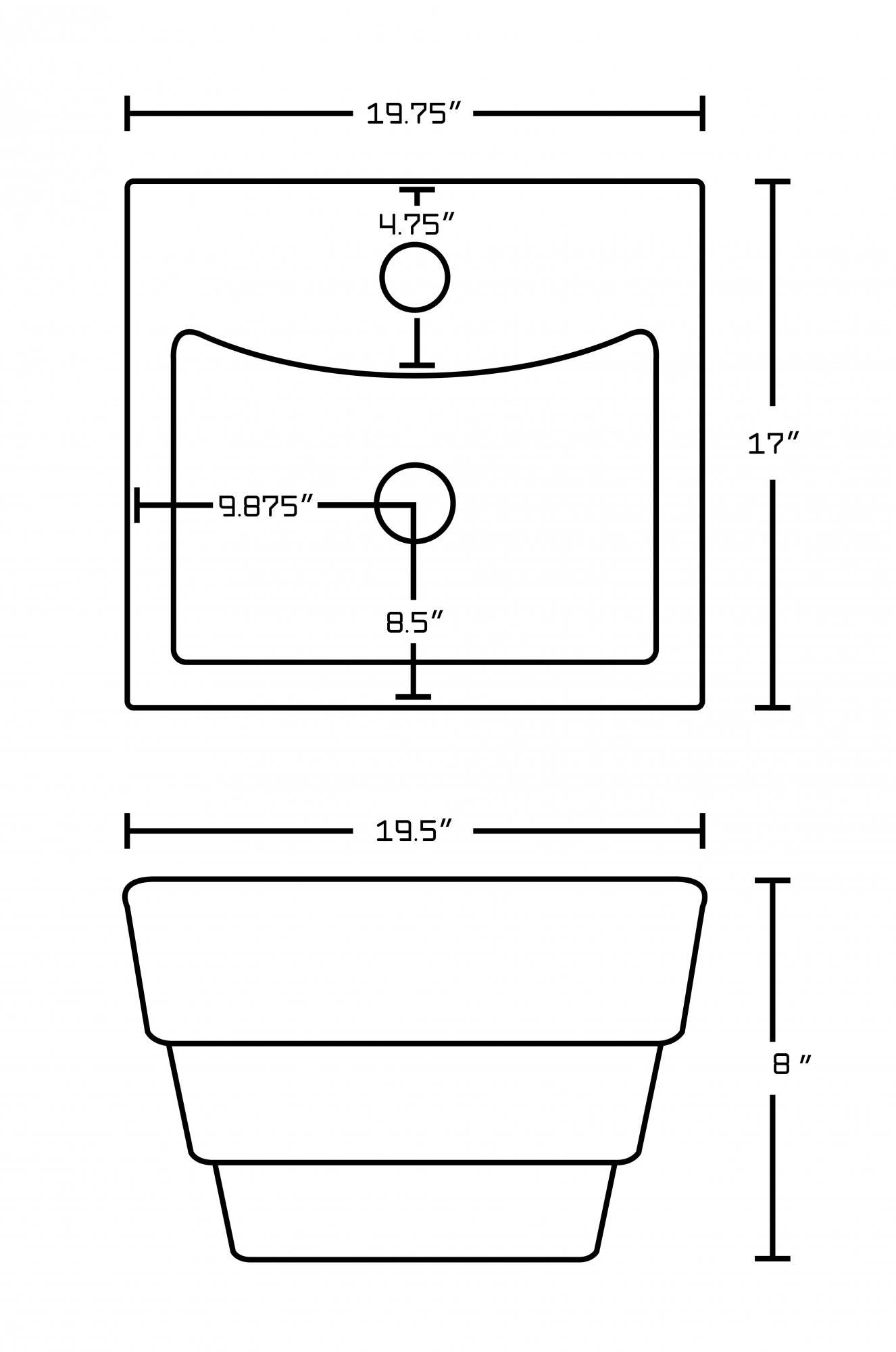 American imaginations AI-14913 Rectangle Vessel Set In White Color With Single Hole CUPC Faucet