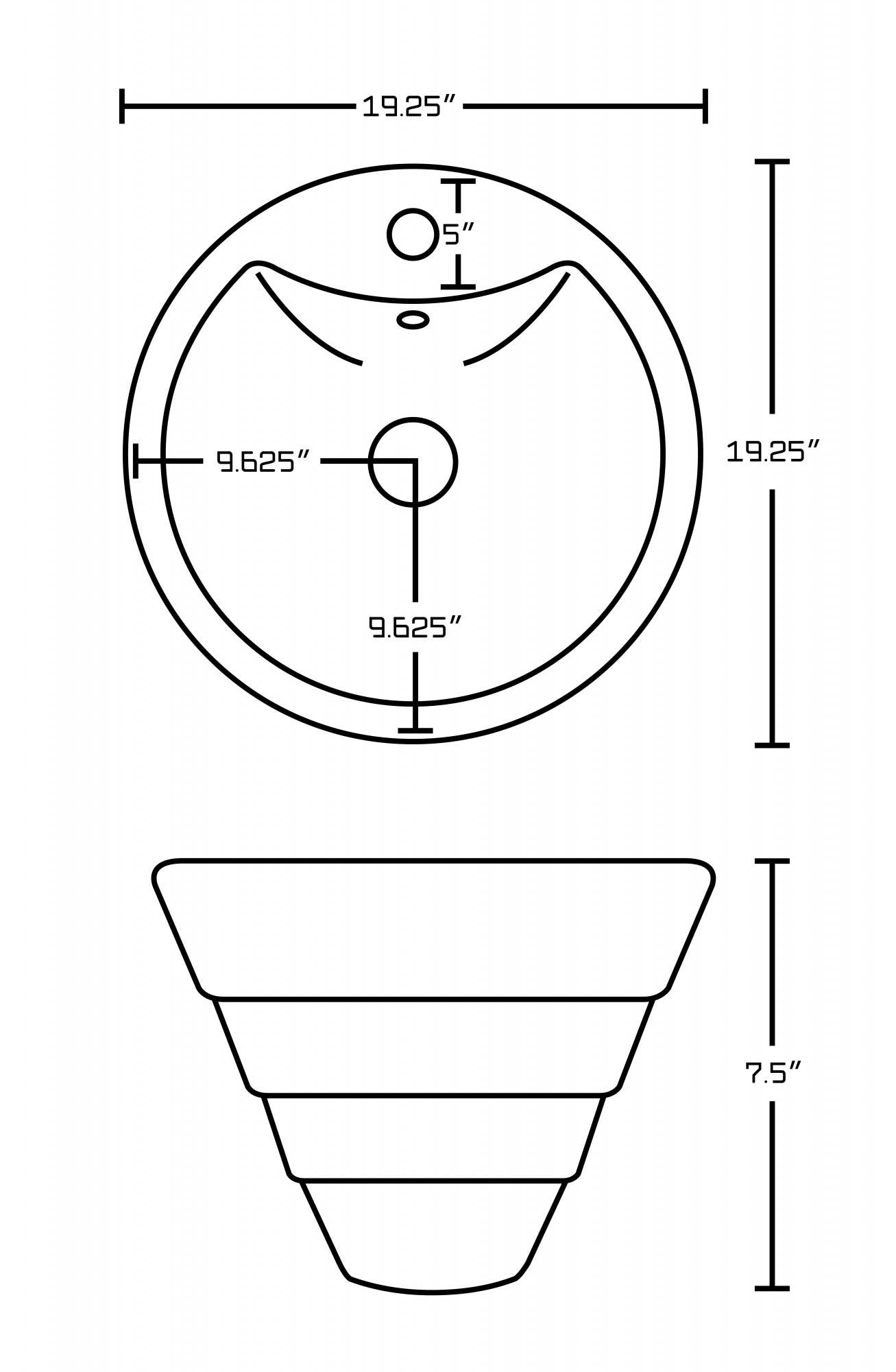 American imaginations AI-14920 Round Vessel Set In White Color With Single Hole CUPC Faucet