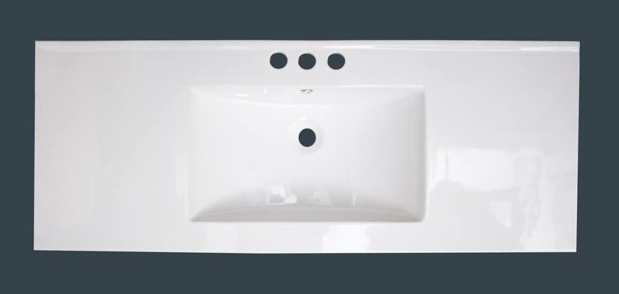 American imaginations AI-414 48-in. W x 18.5-in. D Ceramic Top In White Color For 4-in. o.c. Faucet