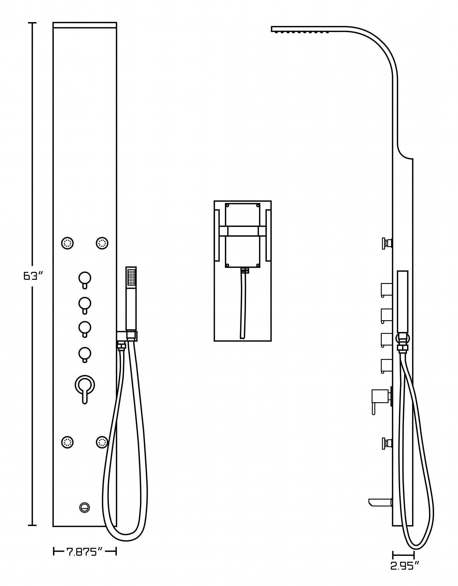 American imaginations AI-11040 Rectangle Wall Mount CUPC Approved Stainless Steel Shower Panel In Chrome Color