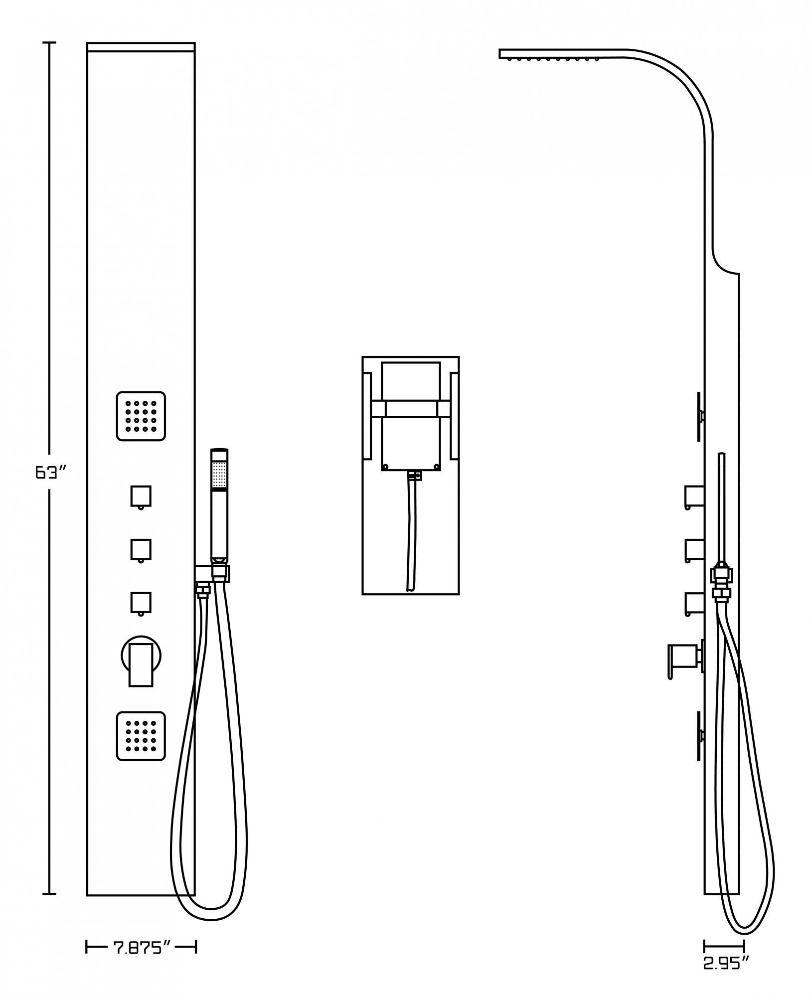 American imaginations AI-11041 Rectangle Wall Mount CUPC Approved Stainless Steel Shower Panel In Chrome Color