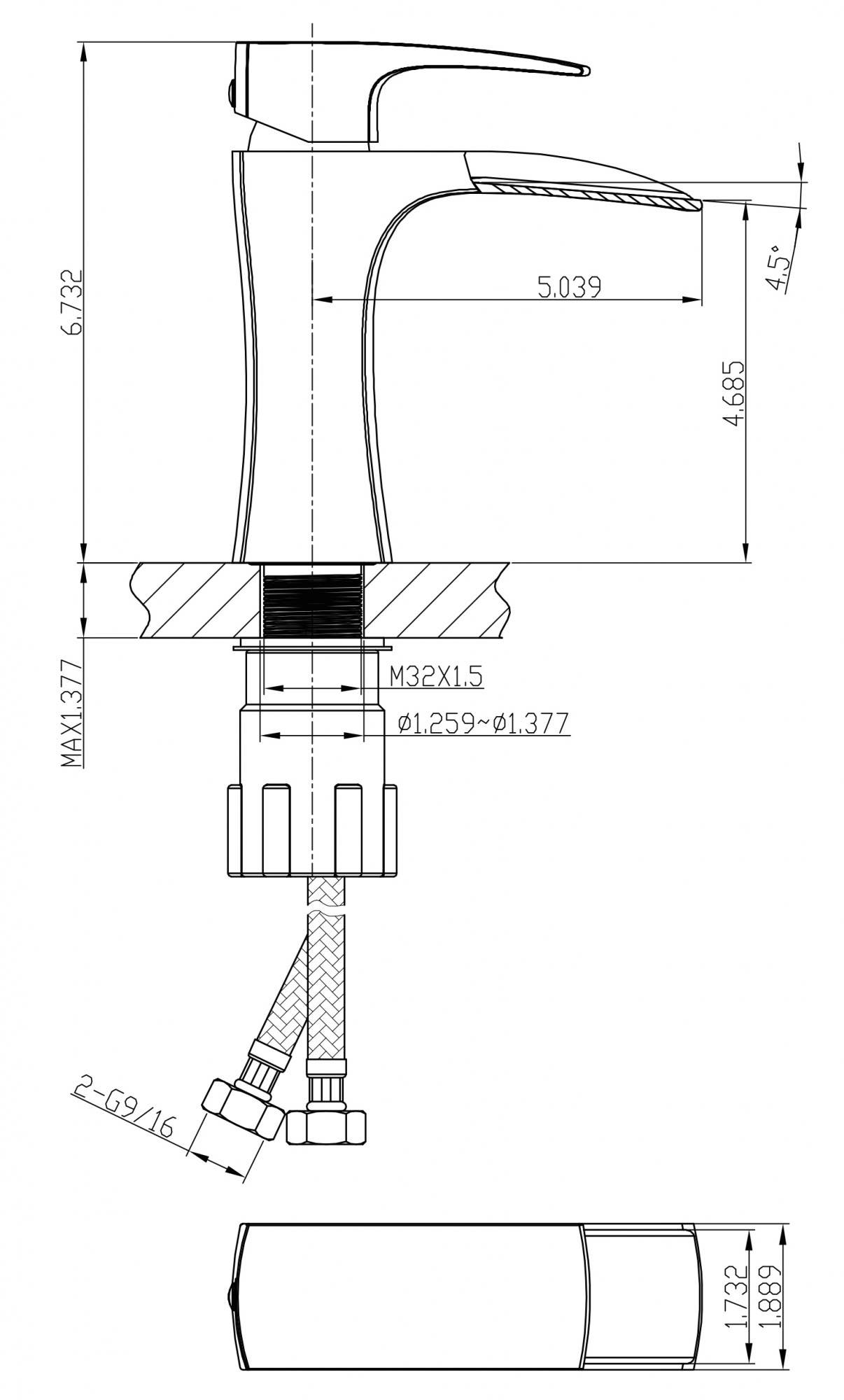 American imaginations AI-13093 CUPC Rectangle Undermount Sink Set In Biscuit With Single Hole CUPC Faucet And Drain