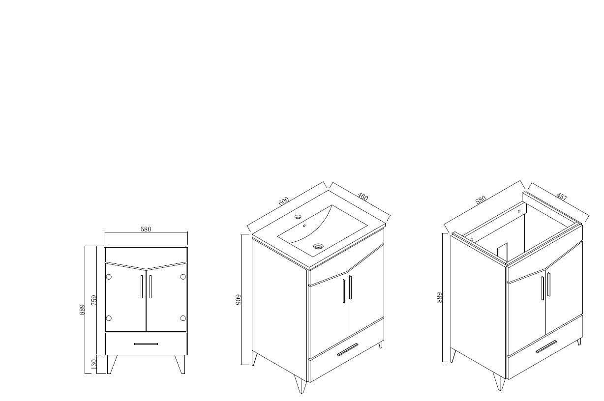 American imaginations AI-18123 Modern Plywood-Melamine Vanity Base Set Only In Dawn Grey