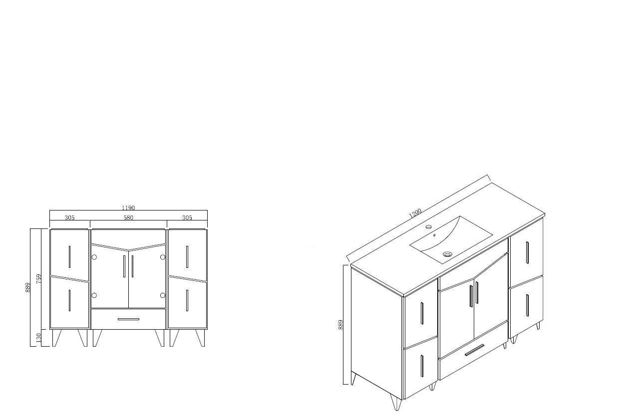 American imaginations AI-18130 Modern Plywood-Melamine Vanity Base Set Only In Dawn Grey