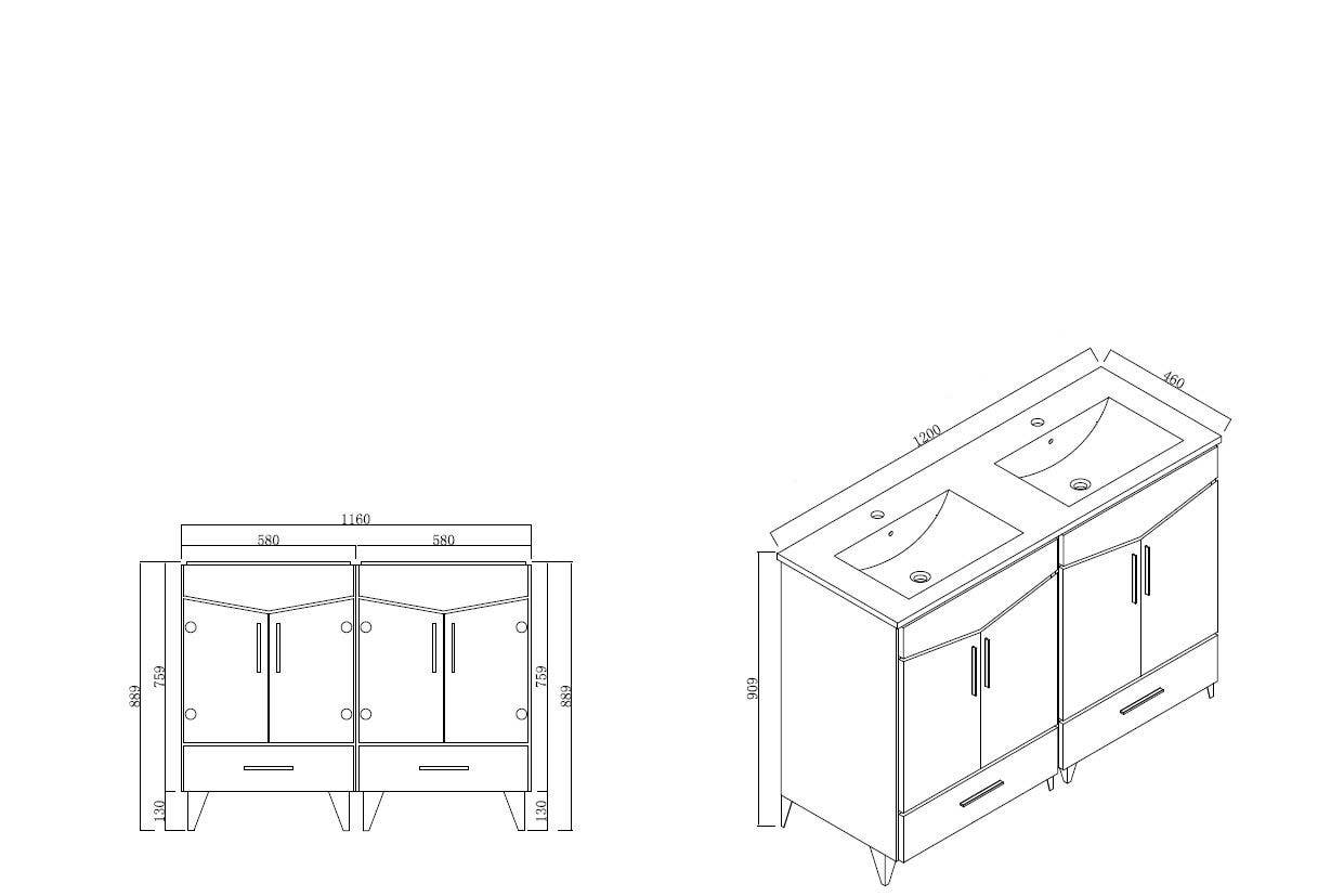 American imaginations AI-18132 Modern Plywood-Melamine Vanity Base Set Only In Dawn Grey