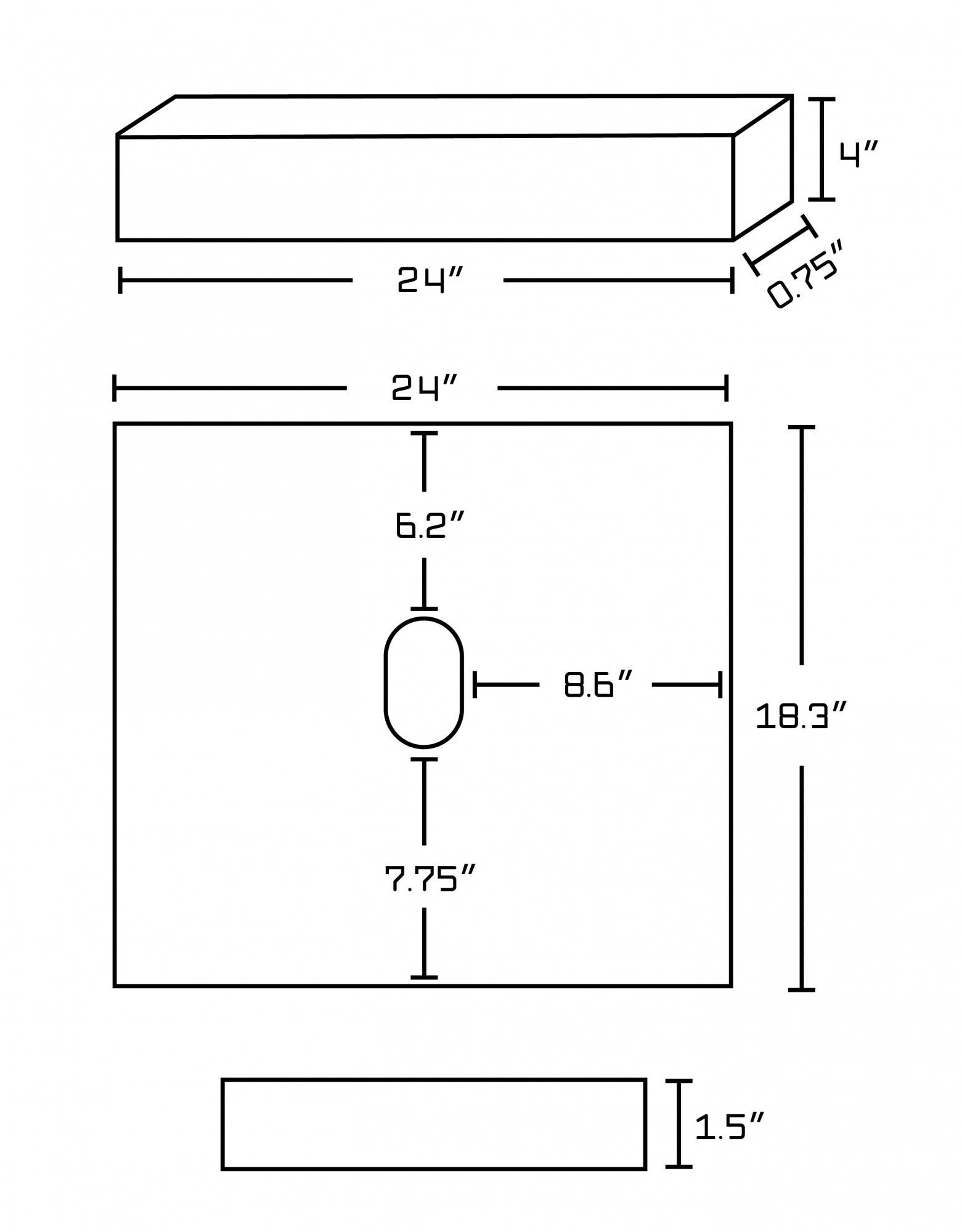 American imaginations AI-555 24-in. W x 18.3-in. D Quartz Top In Black Galaxy Color For Wall Mount Faucet