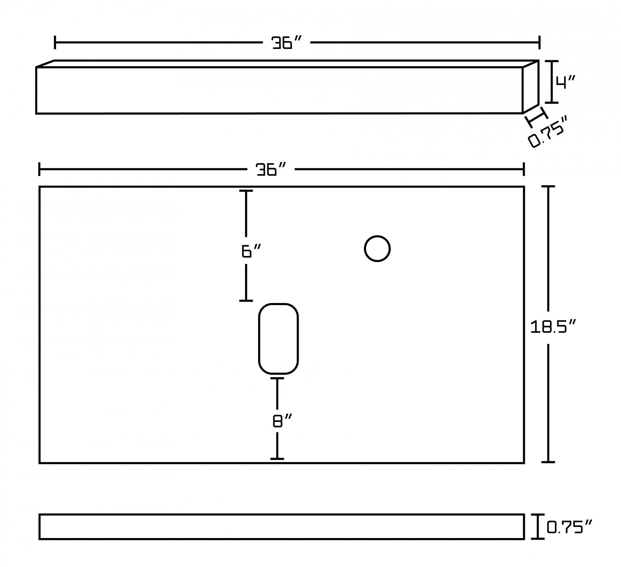 American imaginations AI-1334 36-in. W x 18.5-in. D Quartz Top In Black Galaxy Color For Deck Mount Faucet