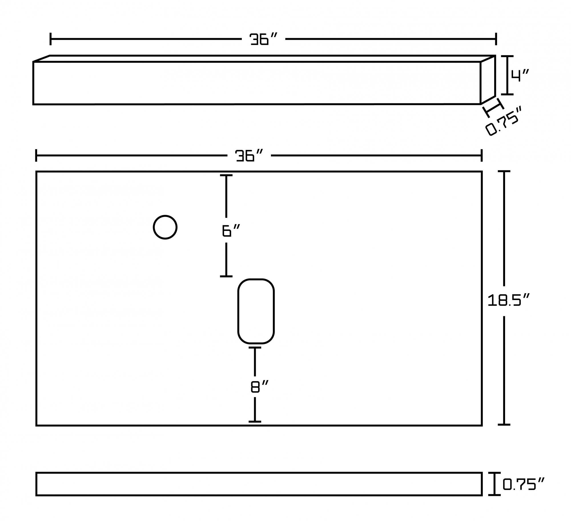 American imaginations AI-1335 36-in. W x 18.5-in. D Quartz Top In Black Galaxy Color For Deck Mount Faucet