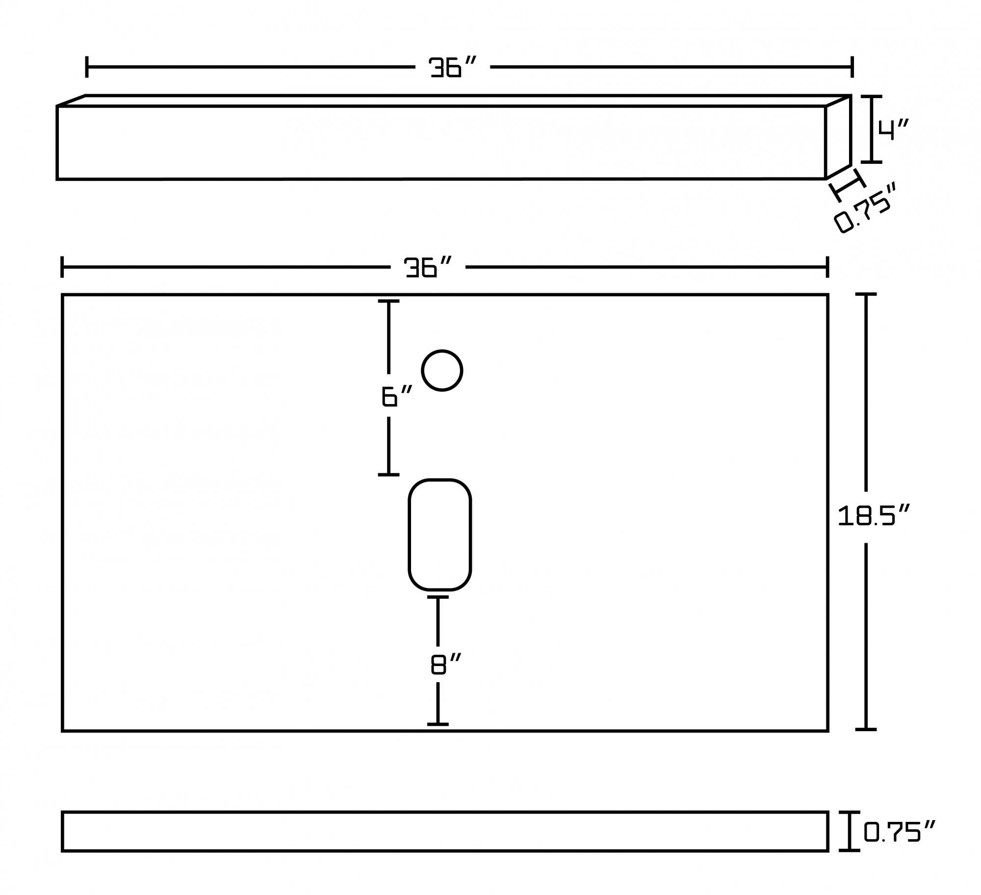 American imaginations AI-1336 36-in. W x 18.5-in. D Quartz Top In Black Galaxy Color For Deck Mount Faucet