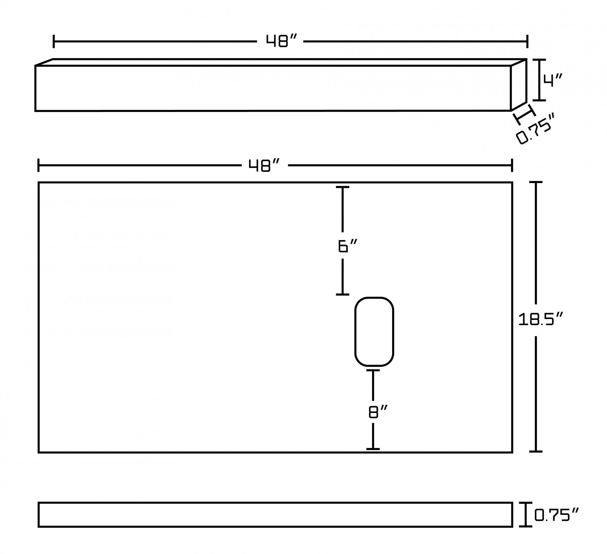 American imaginations AI-1337 48-in. W x 18.5-in. D Quartz Top In Black Galaxy Color For Wall Mount Faucet