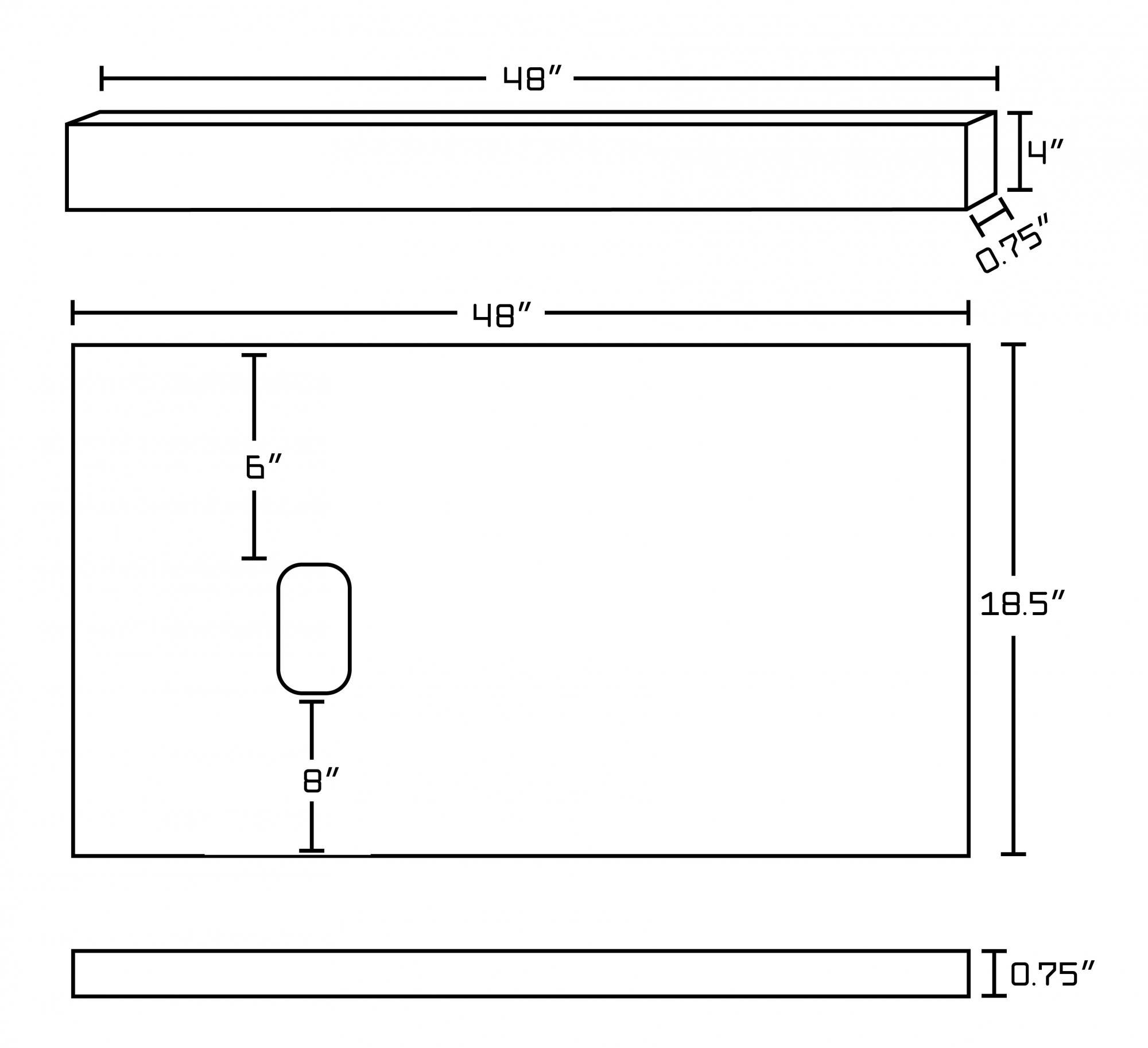 American imaginations AI-1338 48-in. W x 18.5-in. D Quartz Top In Black Galaxy Color For Wall Mount Faucet