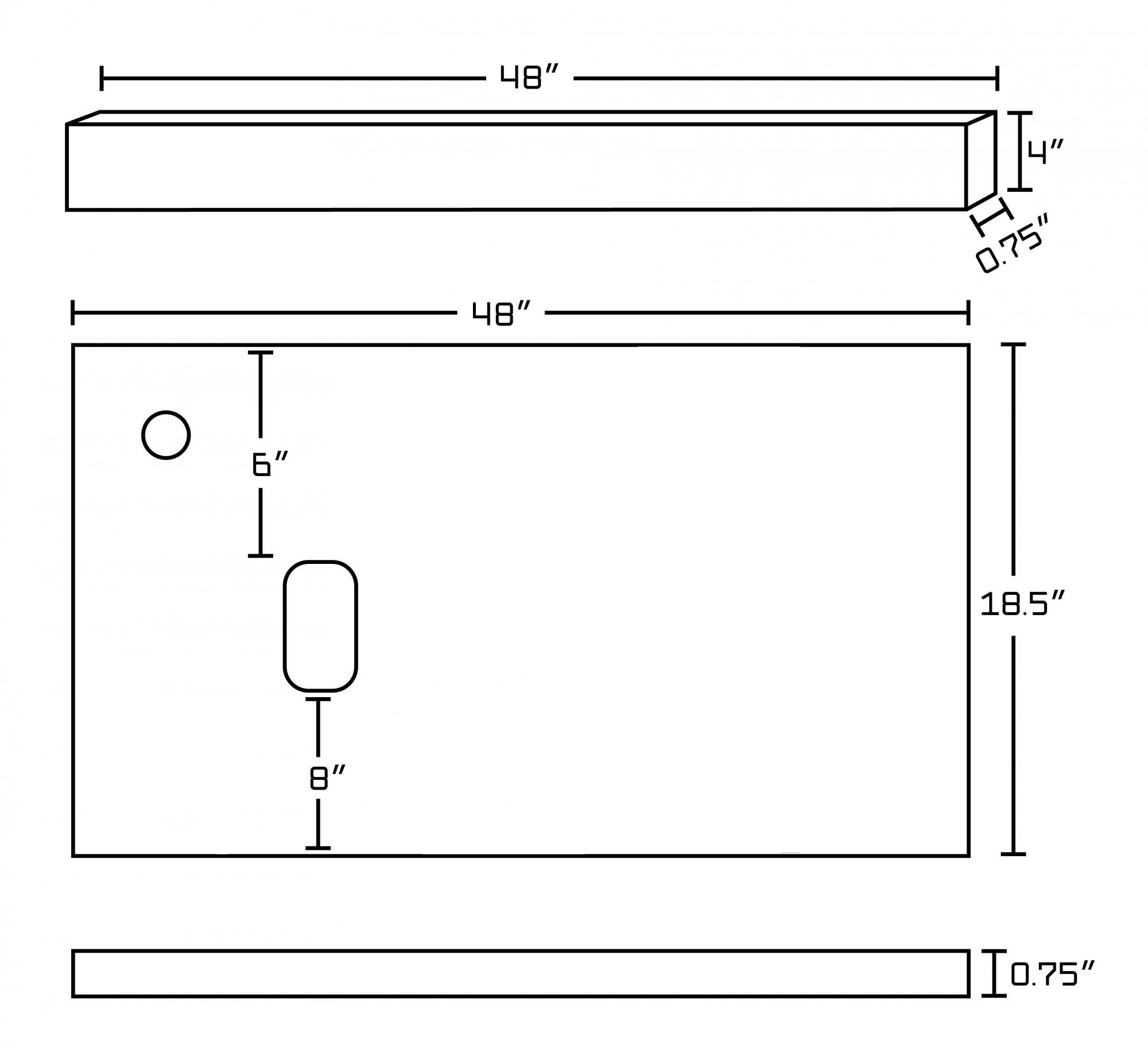 American imaginations AI-1341 48-in. W x 18.5-in. D Quartz Top In Black Galaxy Color For Deck Mount Faucet