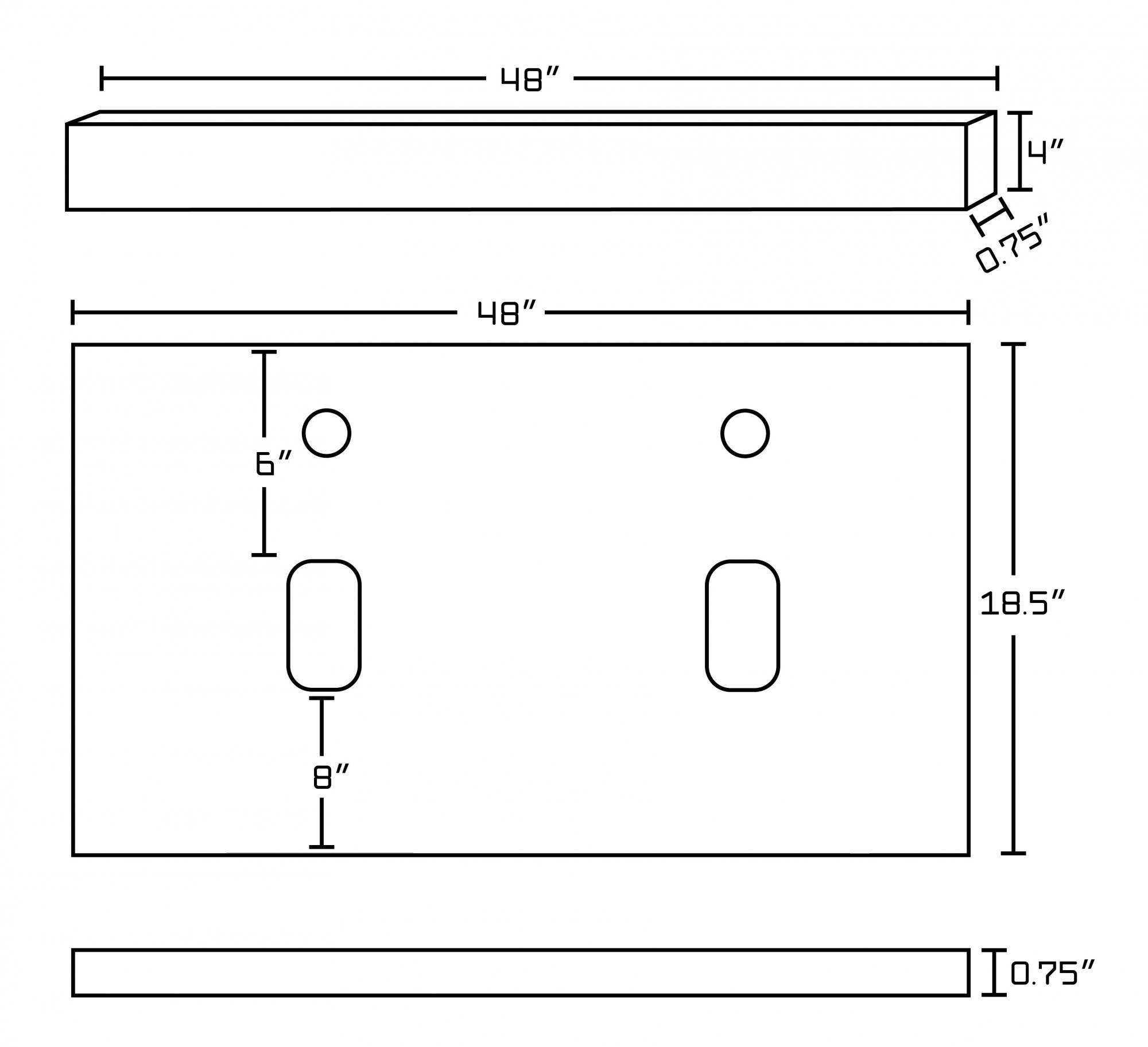 American imaginations AI-1345 48-in. W x 18.5-in. D Quartz Top In Black Galaxy Color For Single Hole Faucet