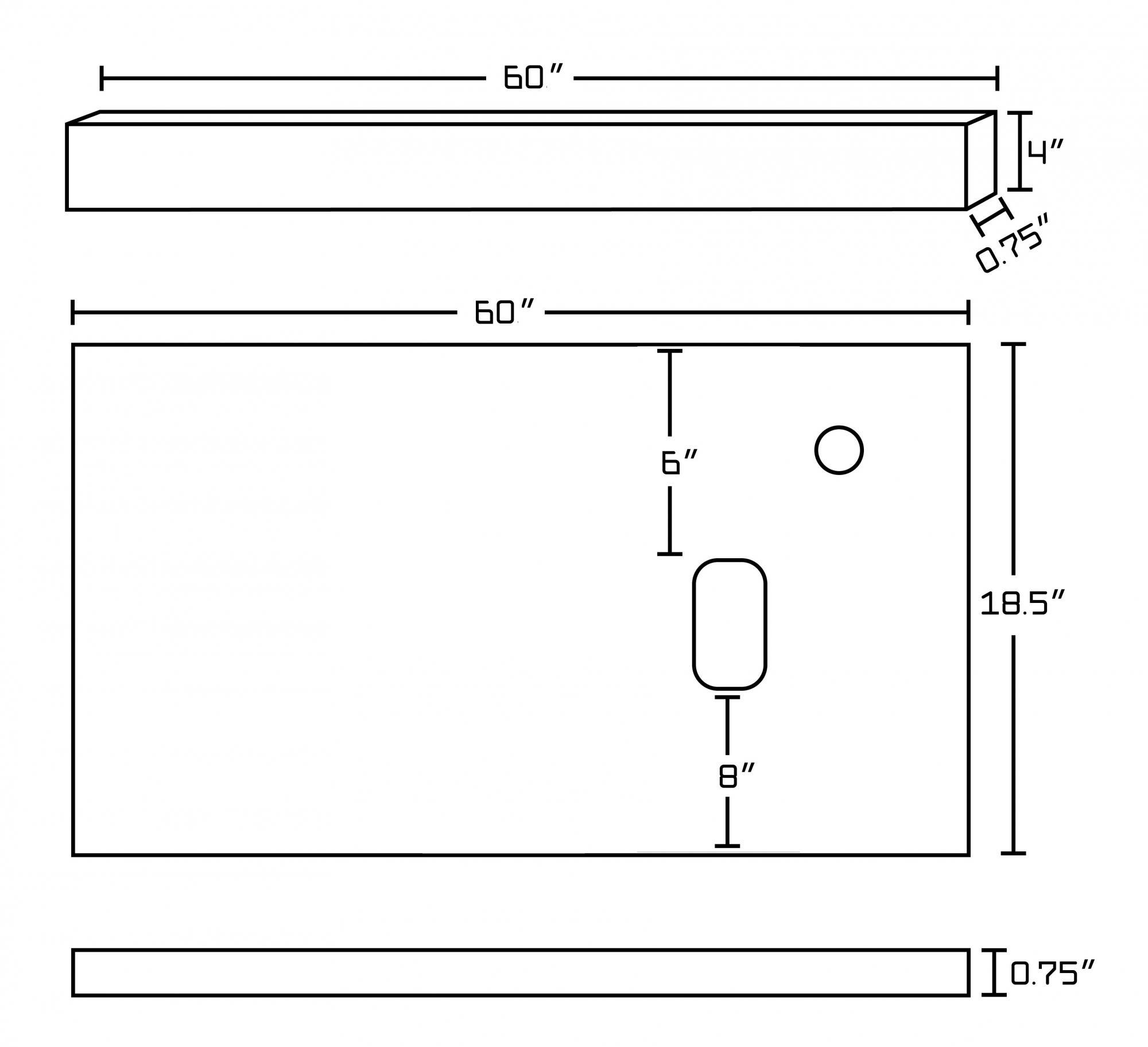 American imaginations AI-1349 60-in. W x 18.5-in. D Quartz Top In Black Galaxy Color For Single Hole Faucet