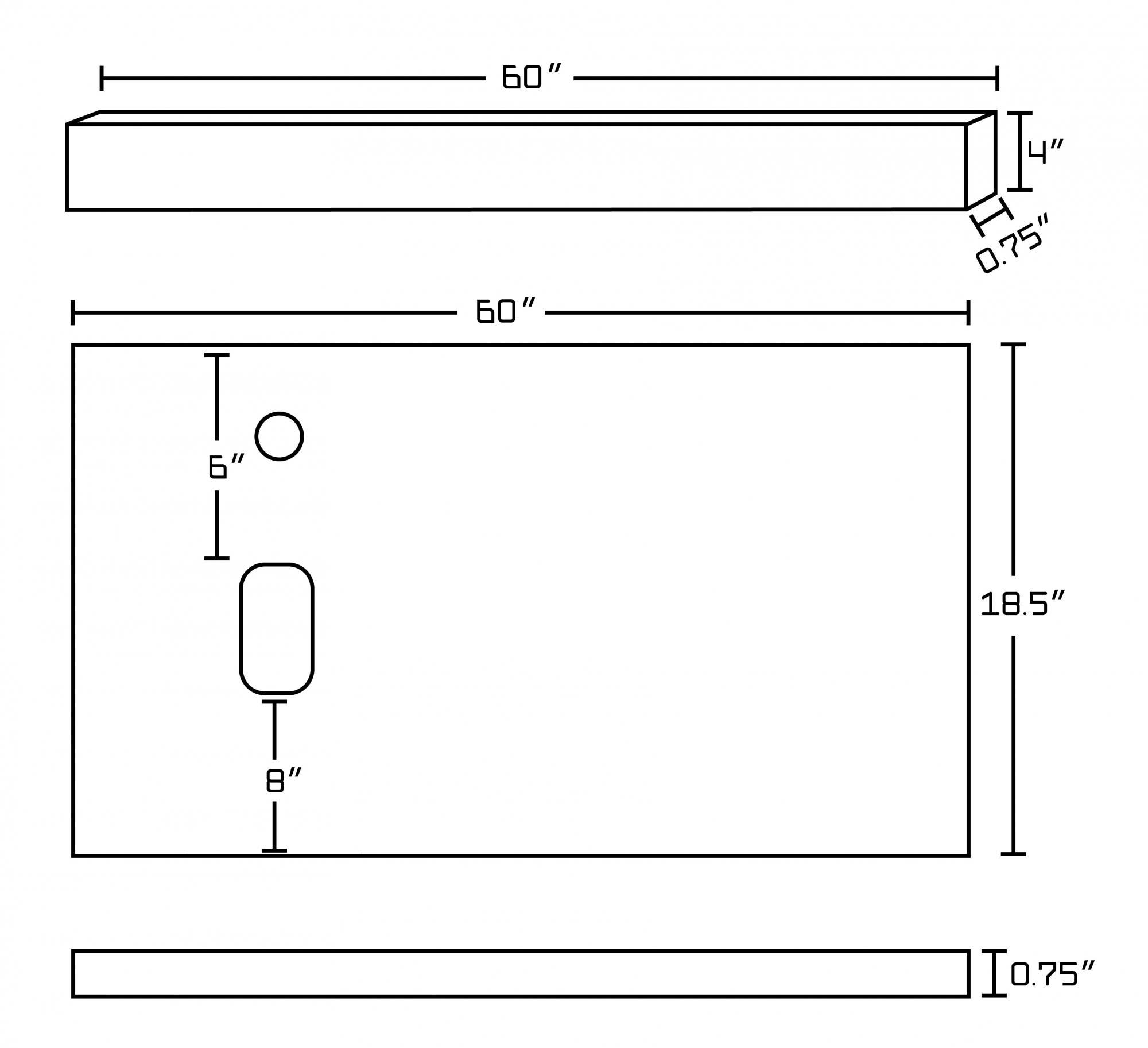 American imaginations AI-1353 60-in. W x 18.5-in. D Quartz Top In Black Galaxy Color For Single Hole Faucet