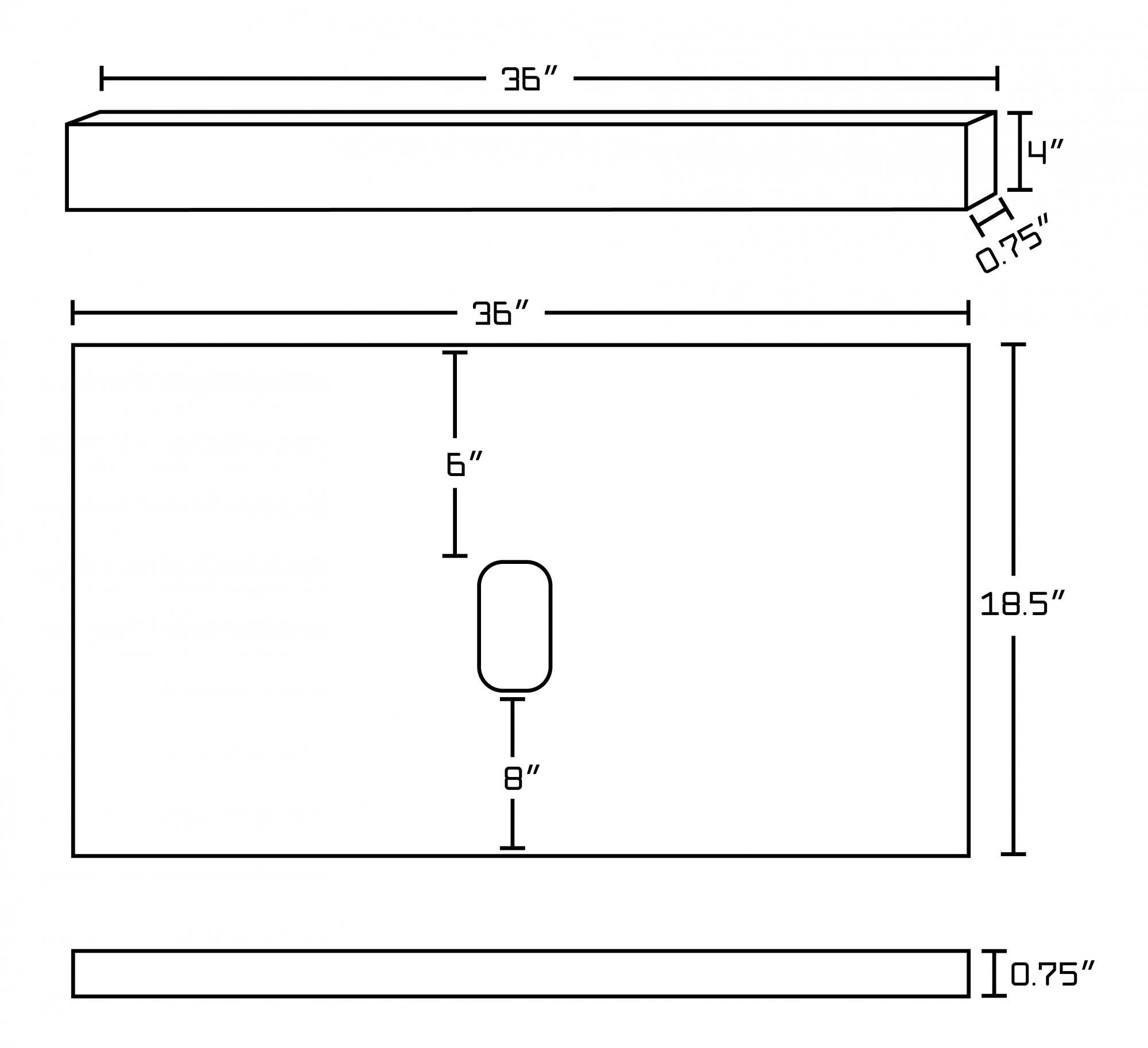 American imaginations AI-1404 36-in. W x 18.5-in. D Quartz Top In Black Galaxy Color For Wall Mount Faucet